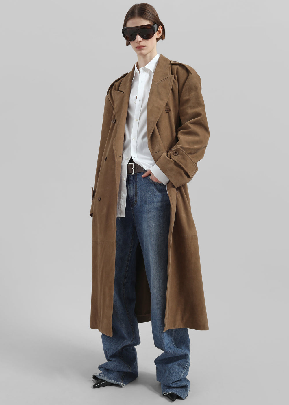 Pembroke Faux Suede Trench  - Camel
