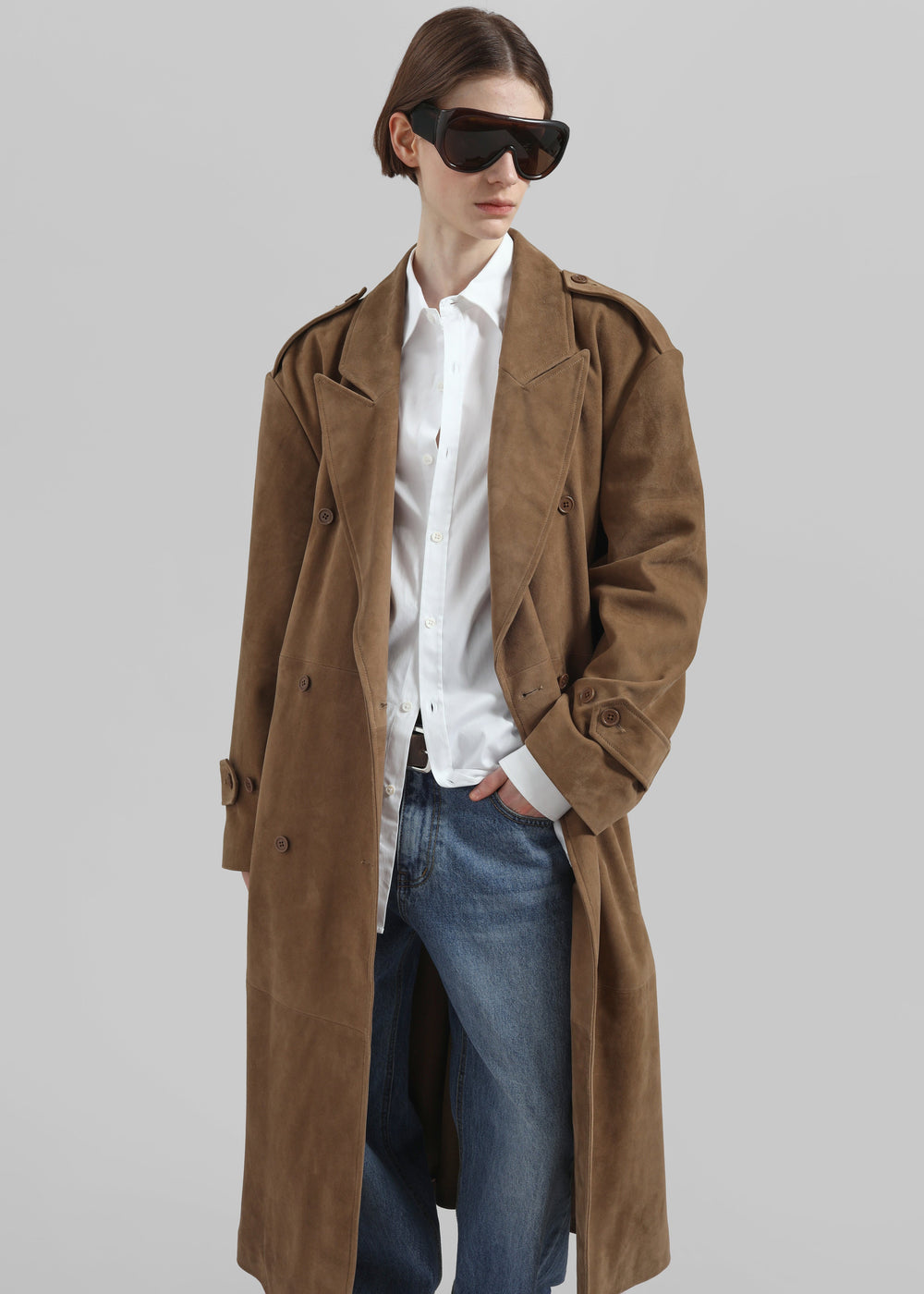 Pembroke Faux Suede Trench  - Camel - 1