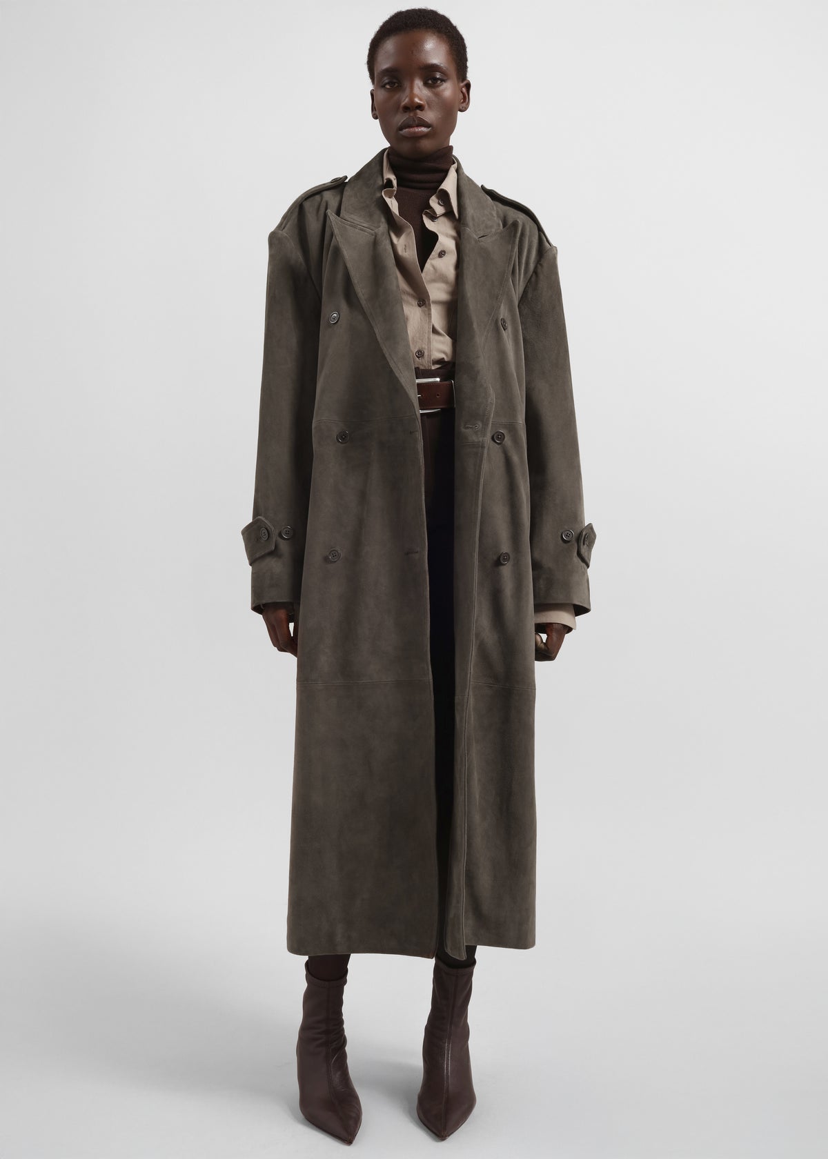 Pembroke Faux Suede Trench  - Mousse - 5