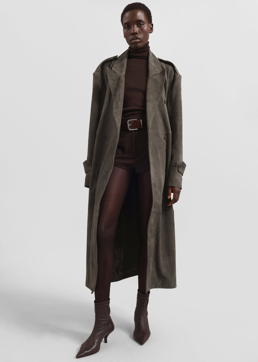 Pembroke Faux Suede Trench  - Mousse