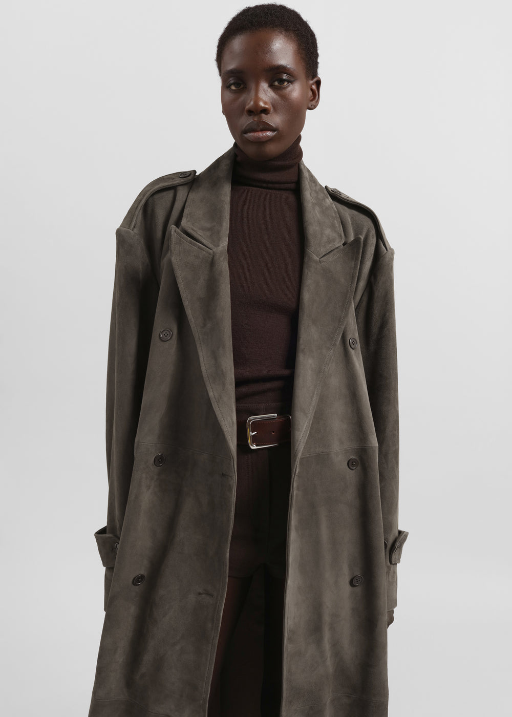 Pembroke Faux Suede Trench  - Mousse - 1