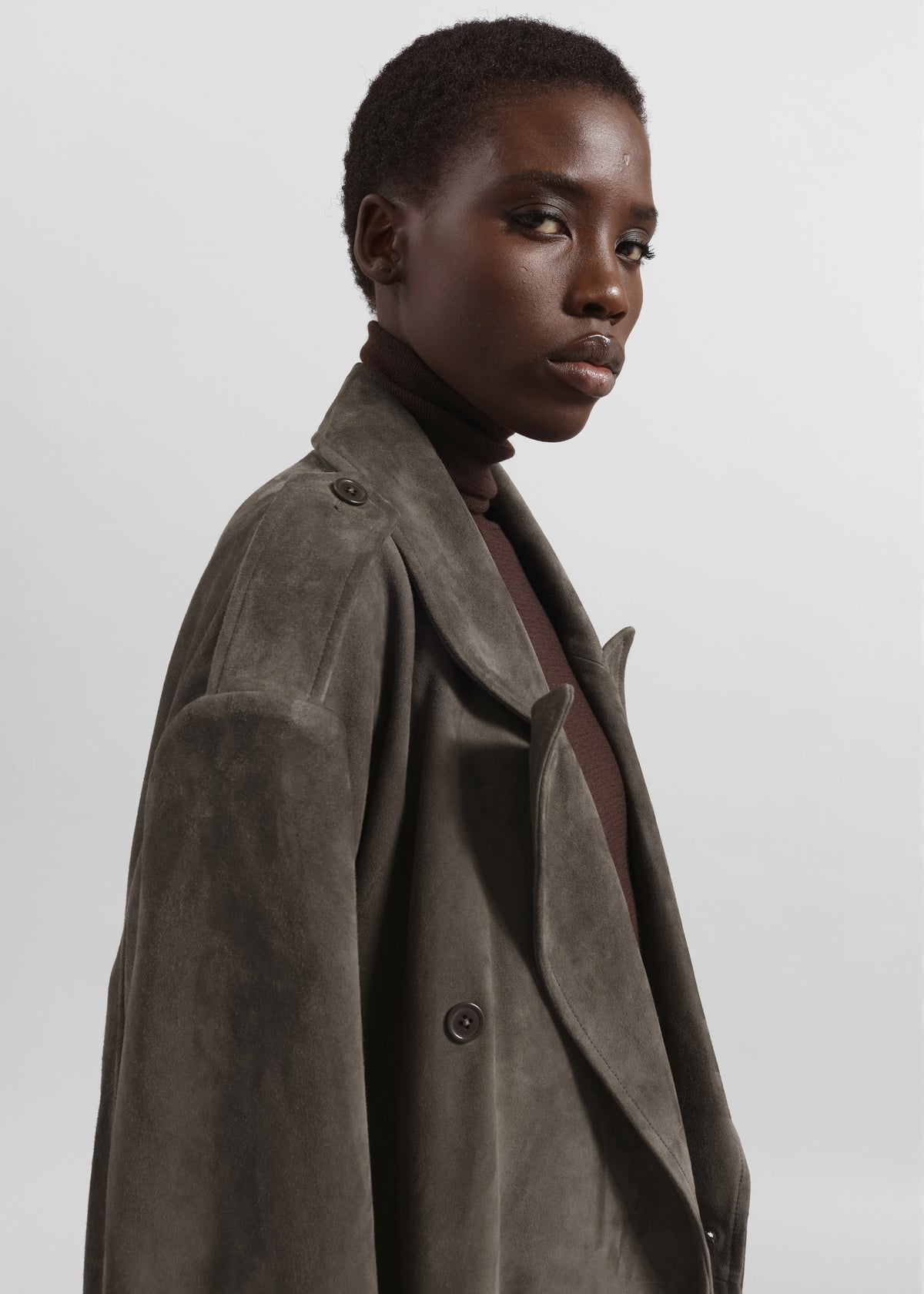 Pembroke Faux Suede Trench  - Mousse - 4