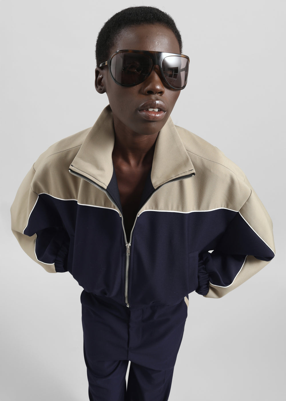 Penally Cropped Jacket - Navy