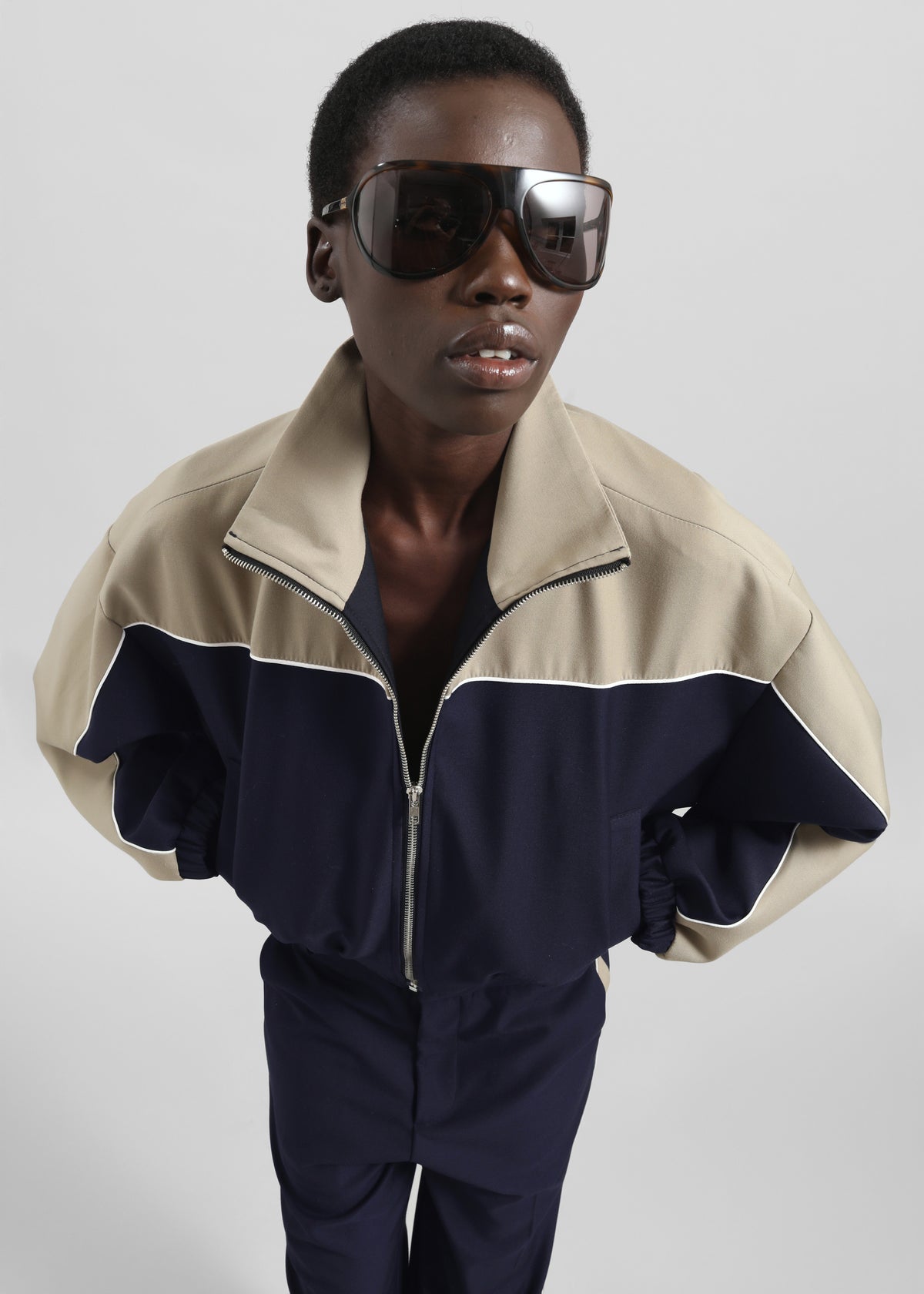 Penally Cropped Jacket - Navy - 1