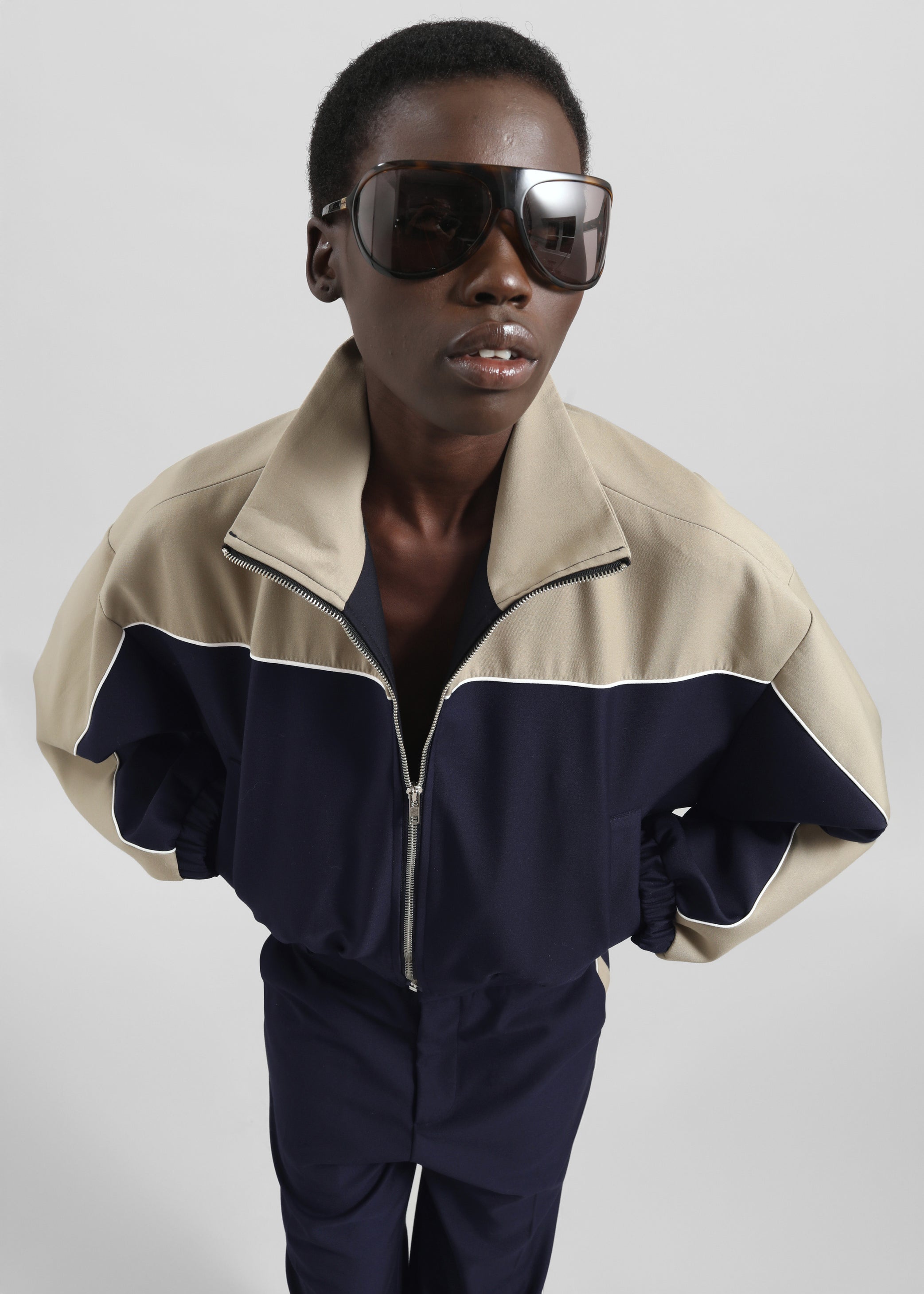 Shop the look image for Penally Cropped Jacket - Navy