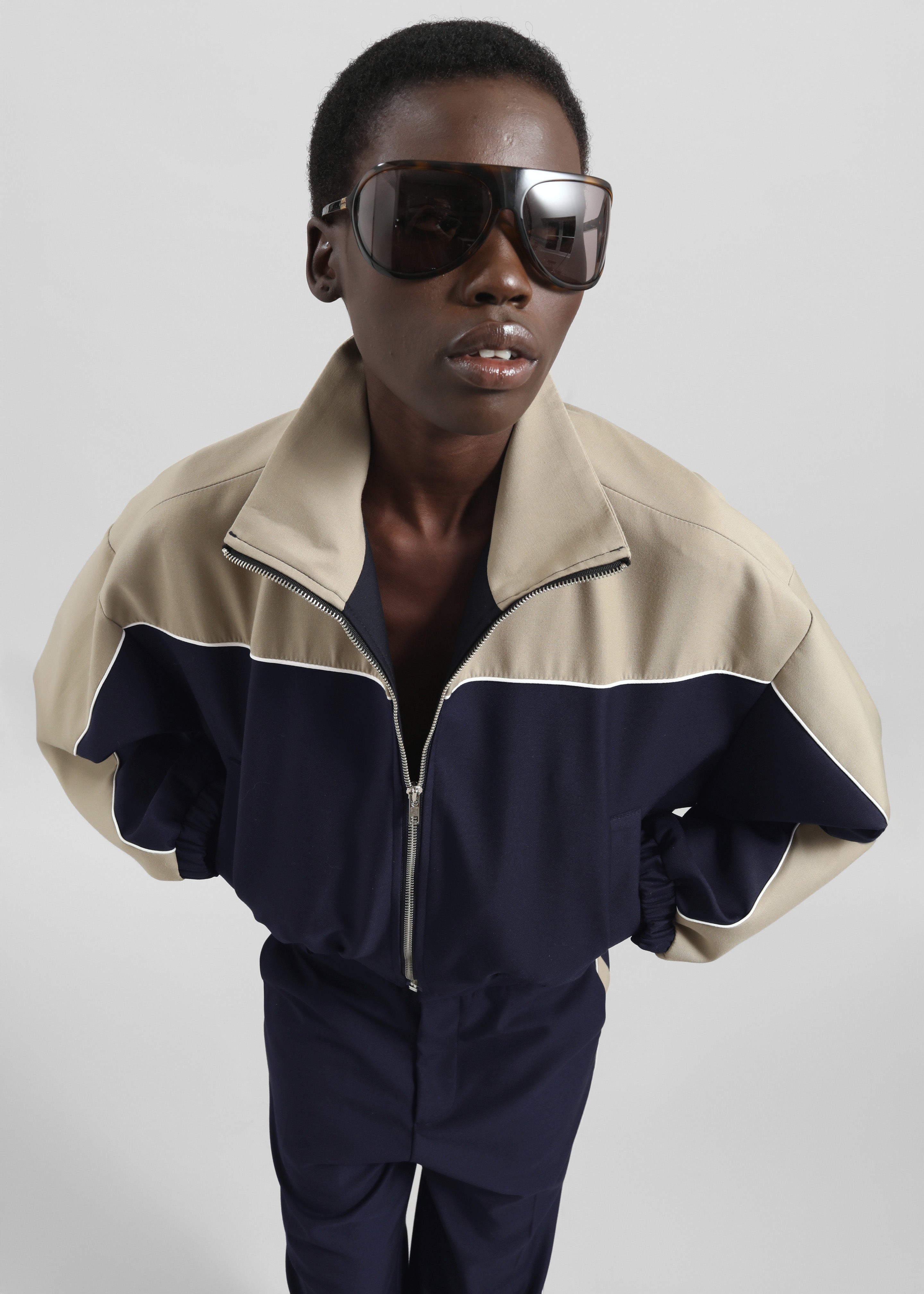 Penally Cropped Jacket - Navy - 1