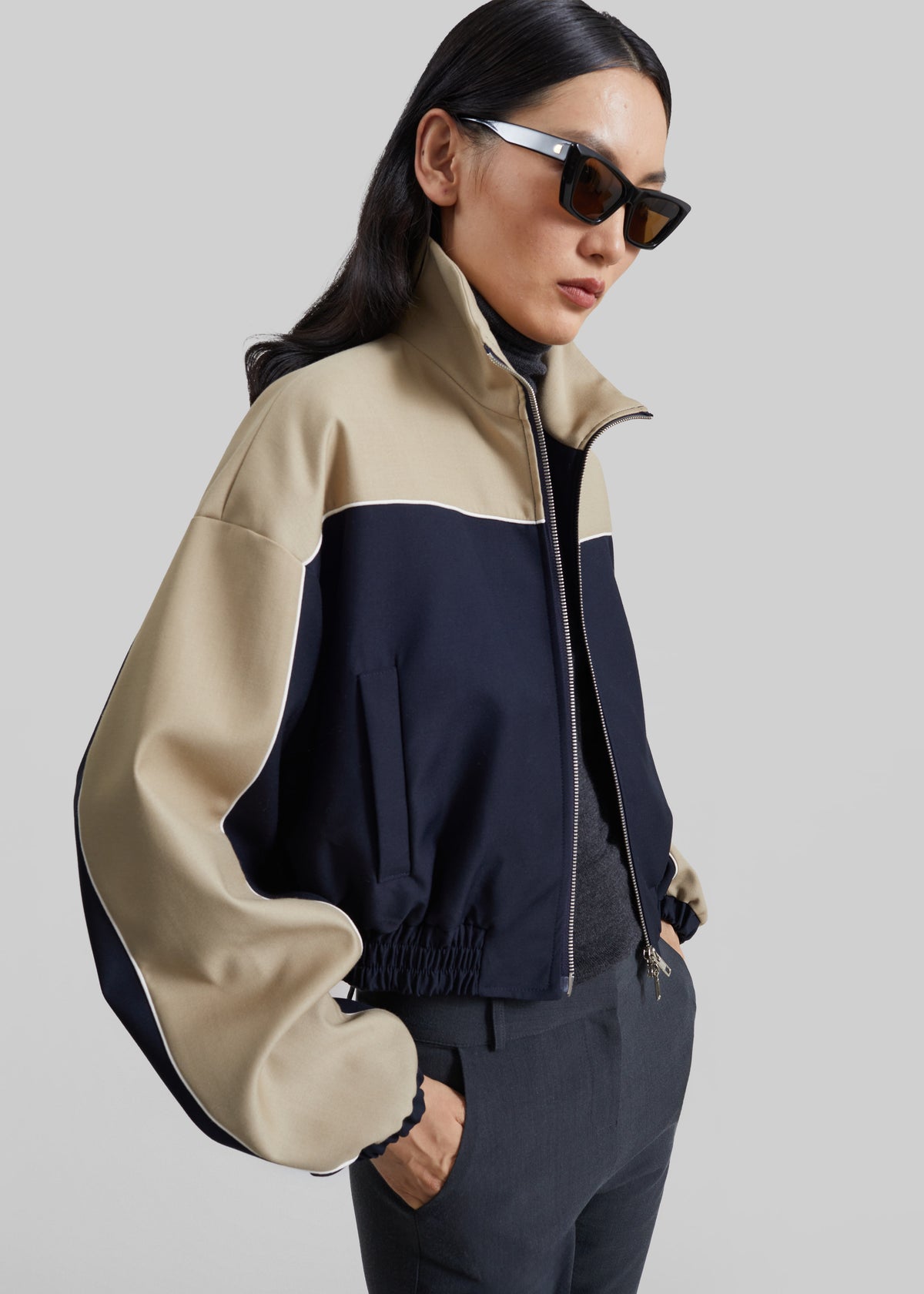 Penally Cropped Jacket - Navy - 7