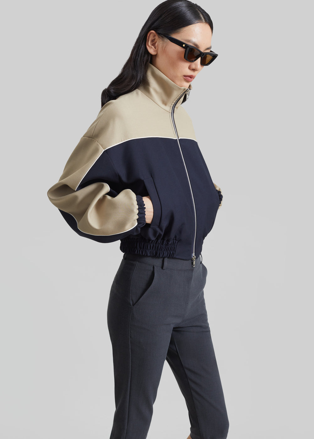 Penally Cropped Jacket - Navy - 1