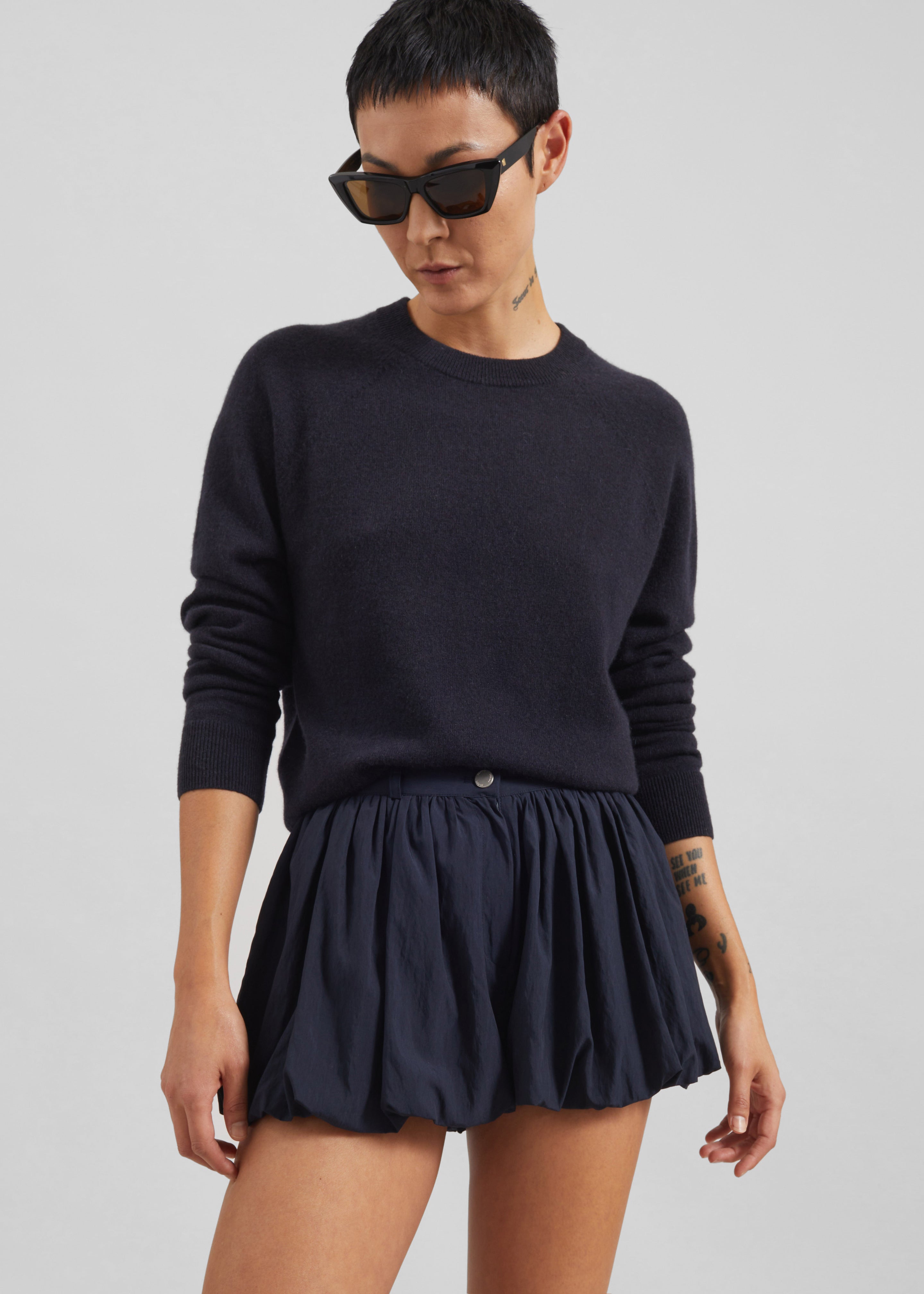 Penola Mini Balloon Shorts - Navy - 5