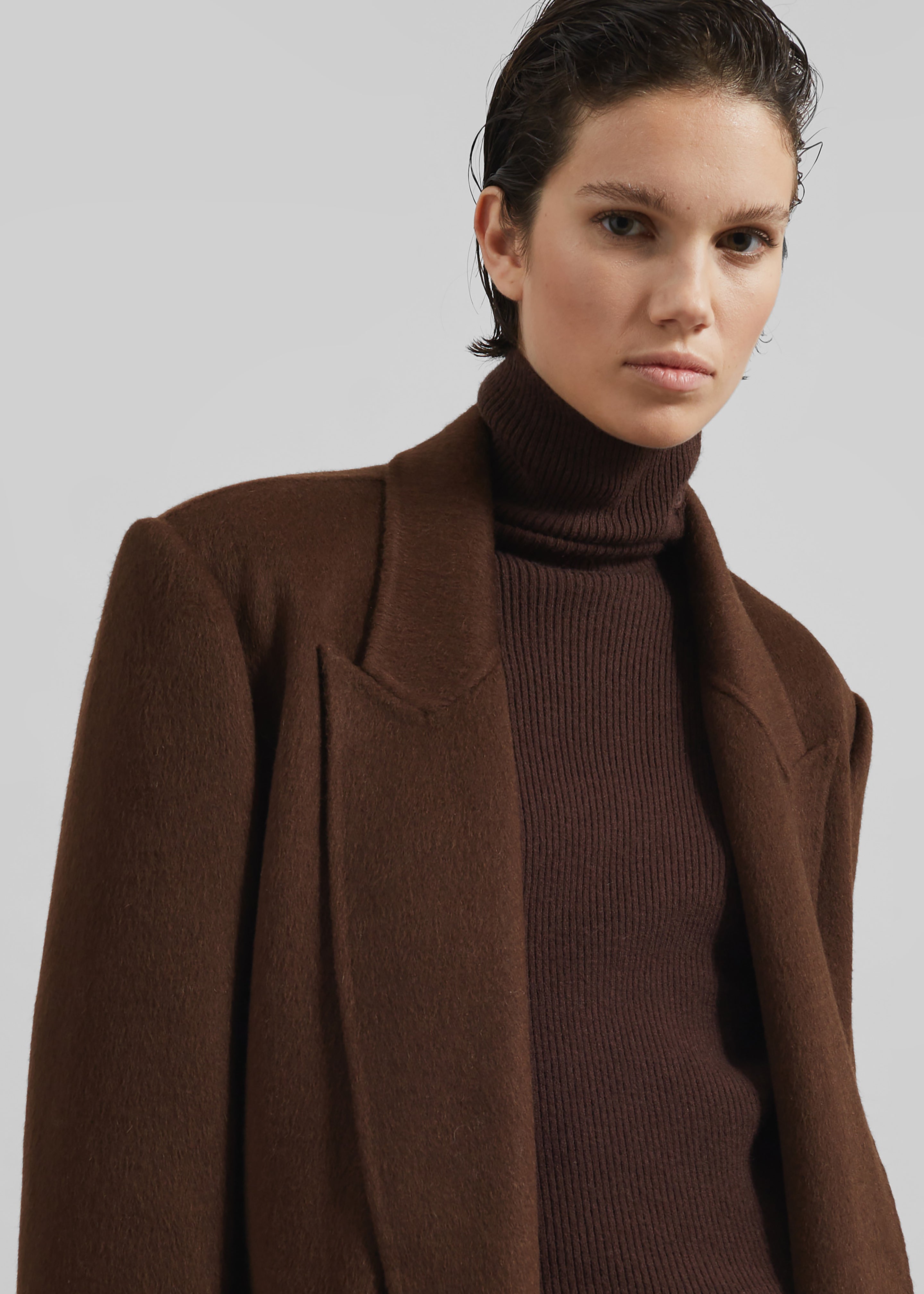 Penrose Wool Coat - Brown - 3