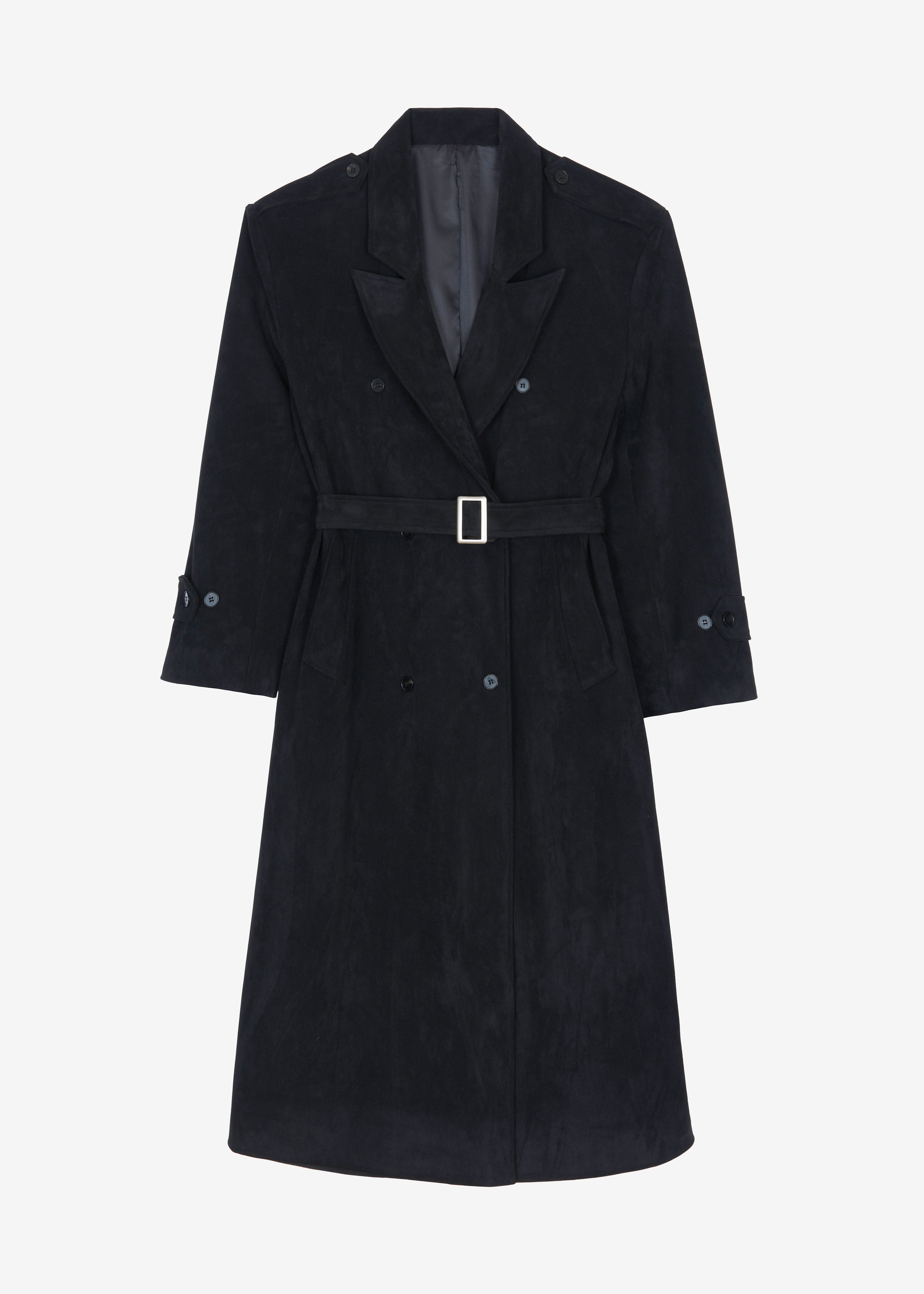 Peoria Faux Suede Trench Coat Black Frankie Shop Europe