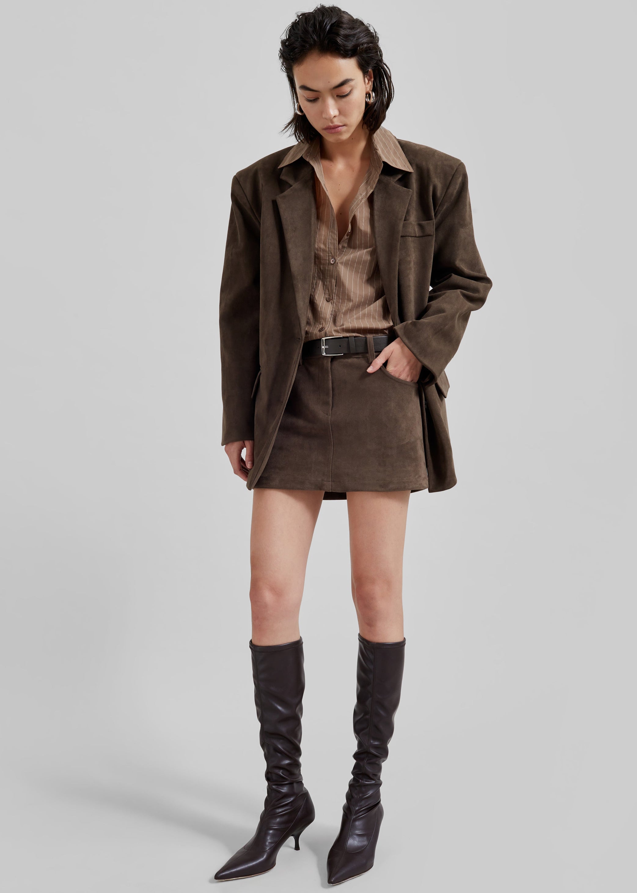 Shop the look image for Peoria Faux Suede Blazer - Brown