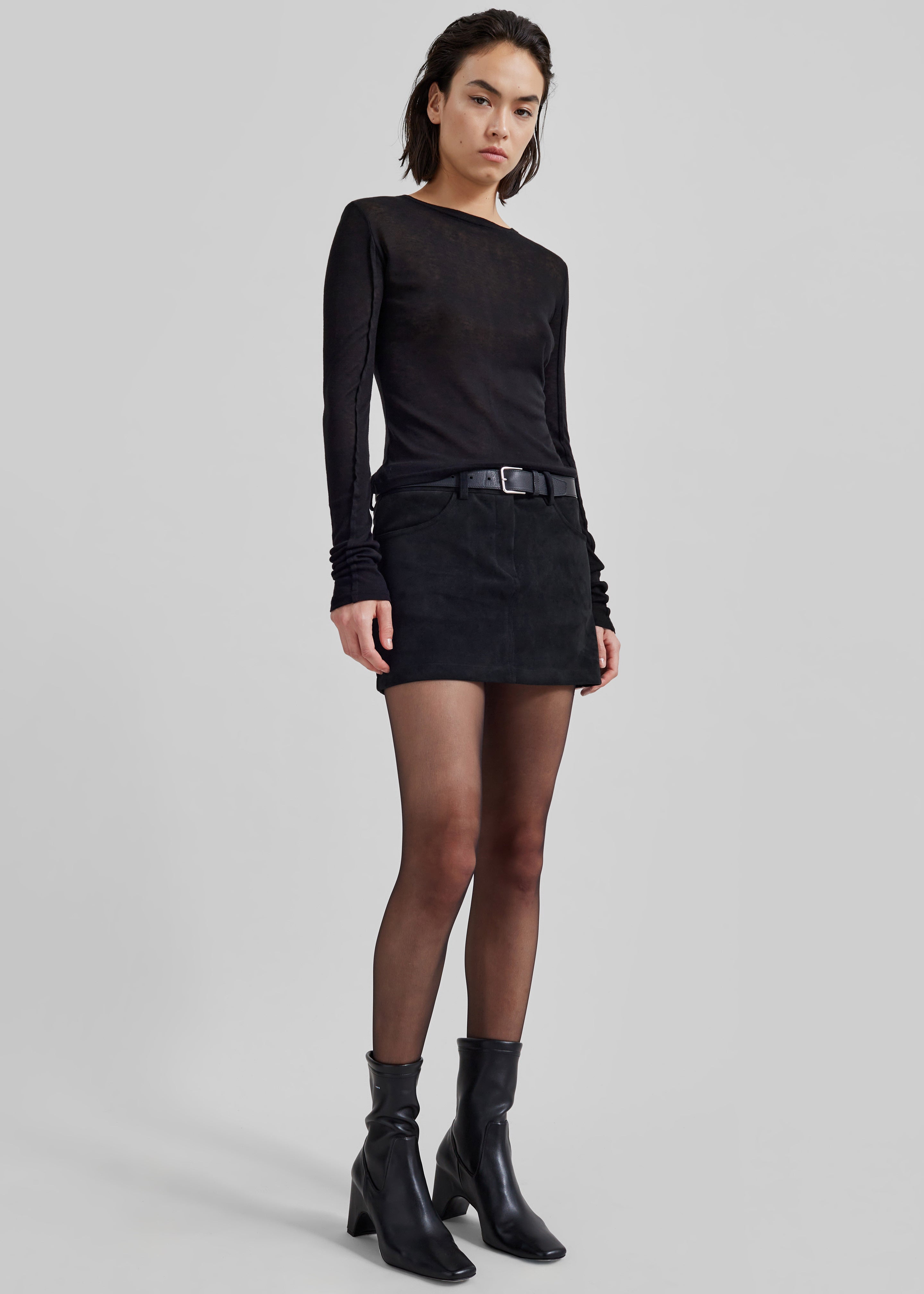 Peoria Faux Suede Mini Skirt - Black - 9