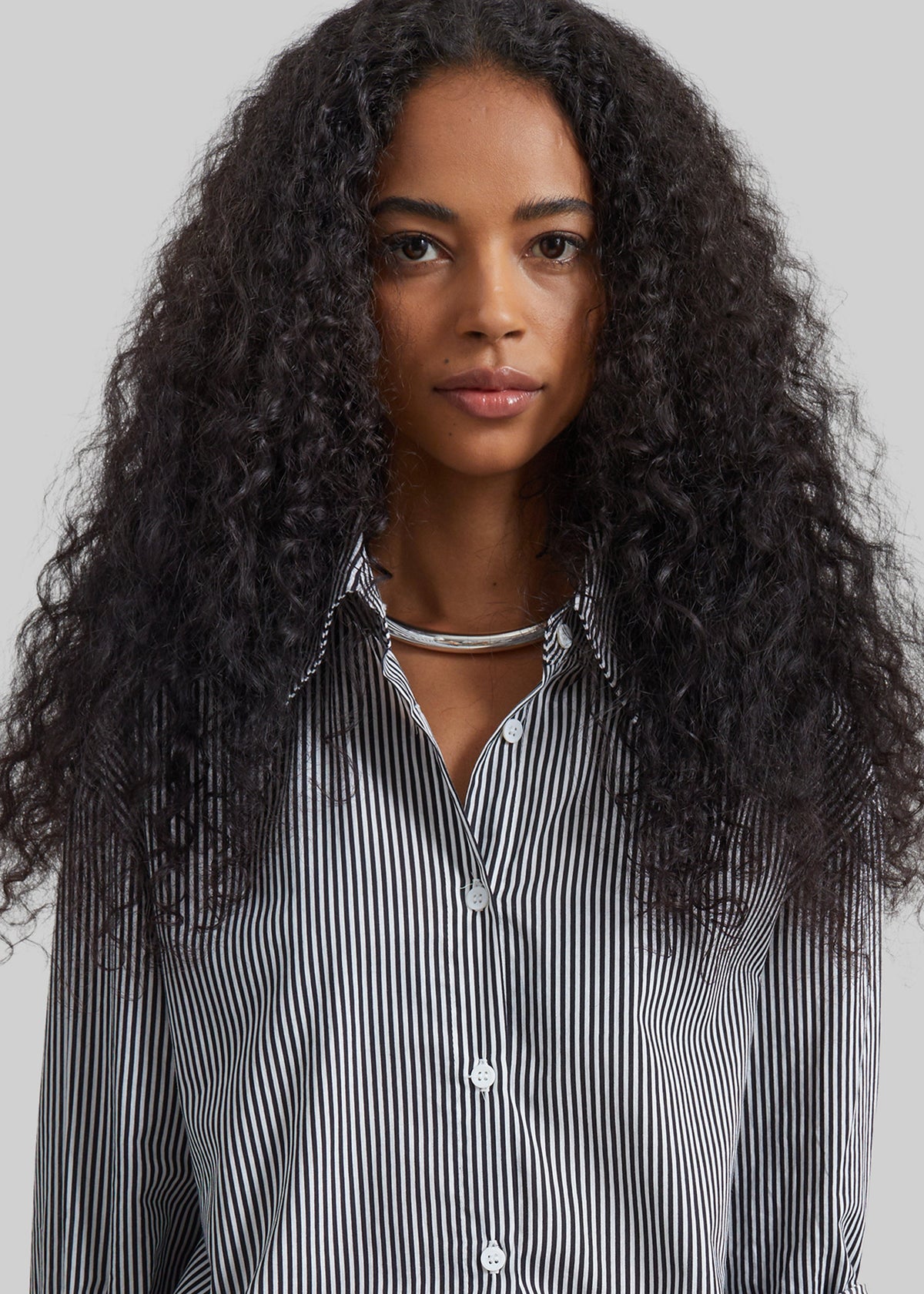 Peri Cotton Shirt - Black/White Stripe - 3