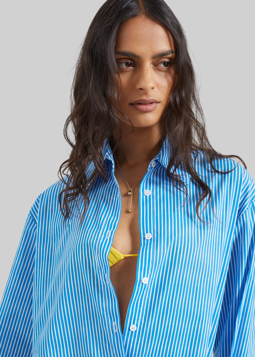 Peri Cotton Shirt - Blue/White Stripe - 1