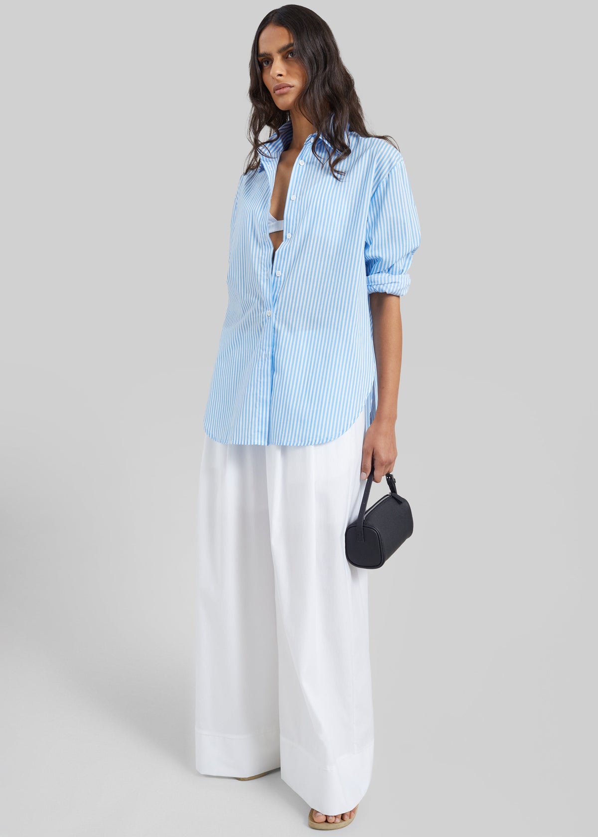 Peri Cotton Shirt - White/Light Blue - 7