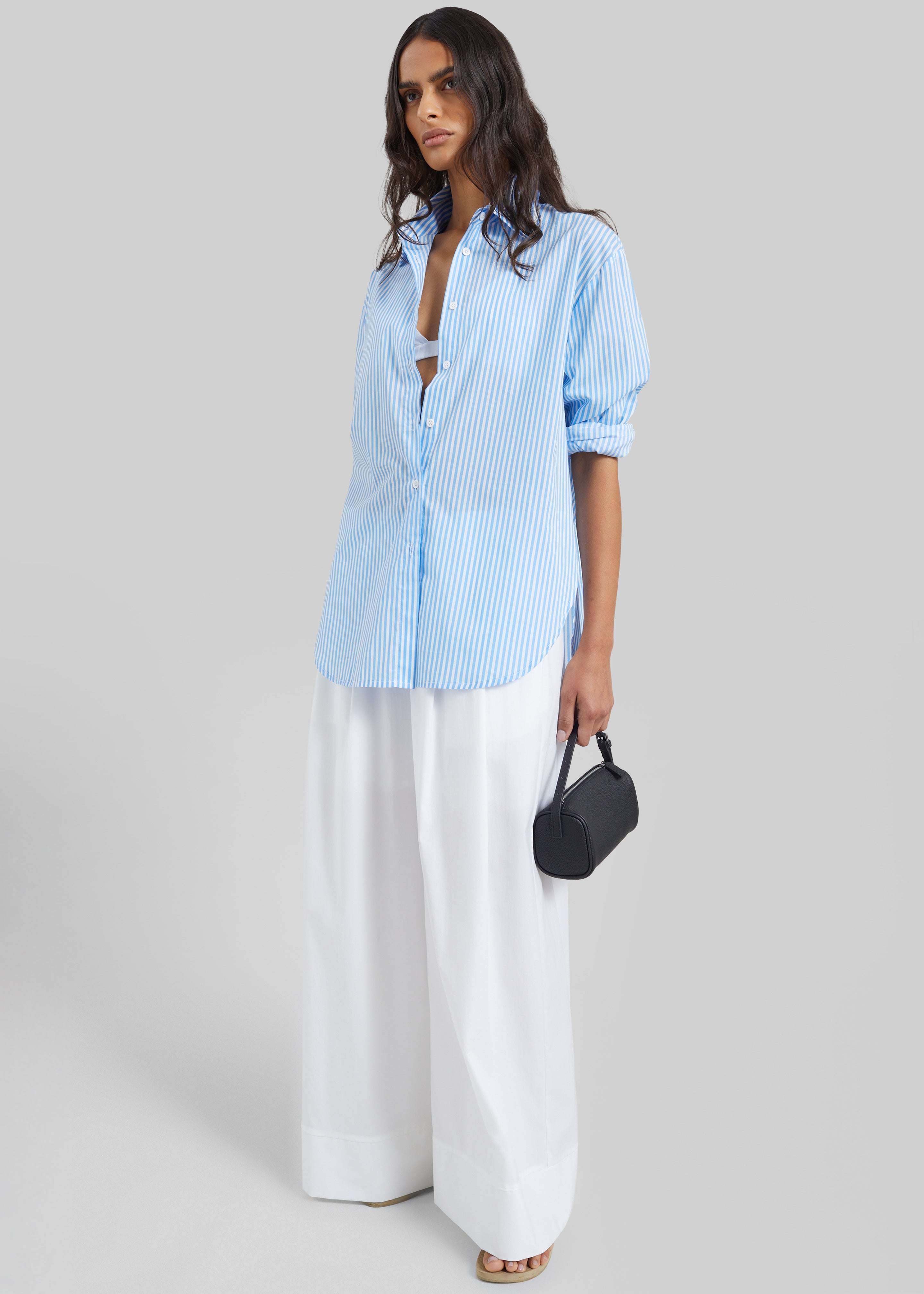 Peri Cotton Shirt - White/Light Blue - 7