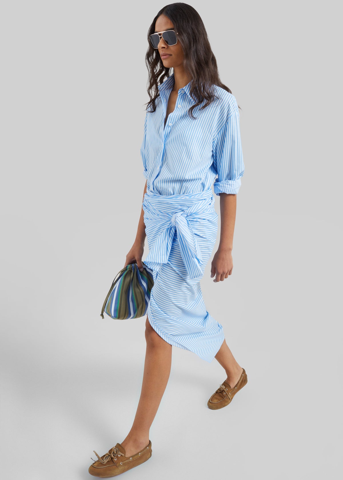Peri Cotton Shirt - White/Light Blue - 2