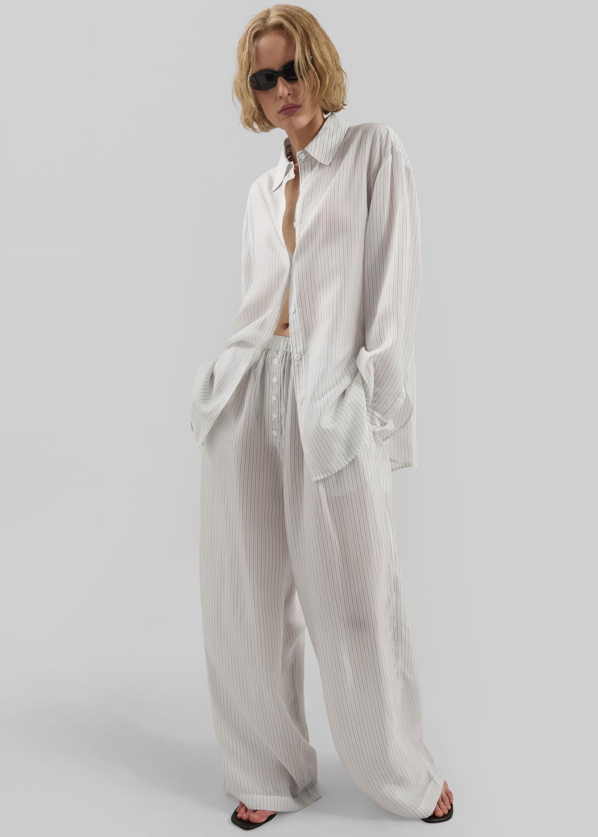 Peri Double Striped Shirt - White/Black Stripe - 8