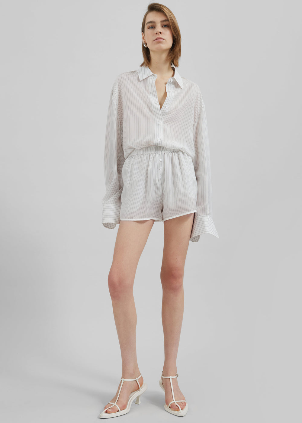 Peri Double Striped Shirt - White/Black Stripe - 1