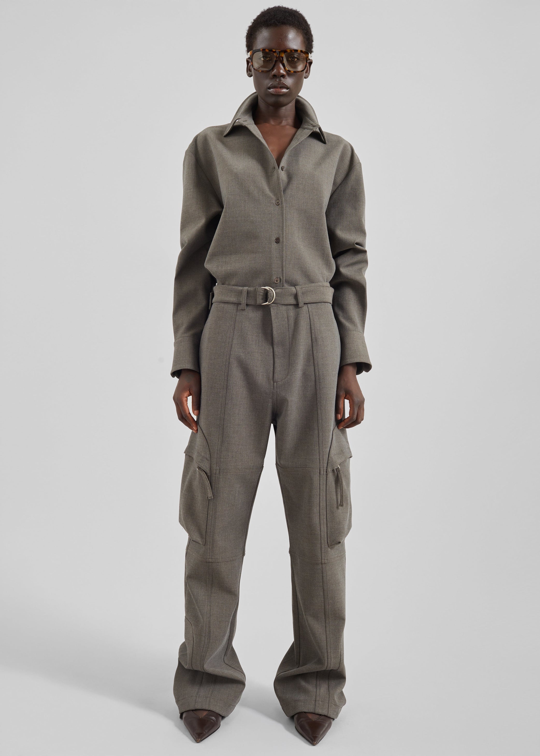 Shop the look image for Peri Double Weave Shirt - Taupe Melange