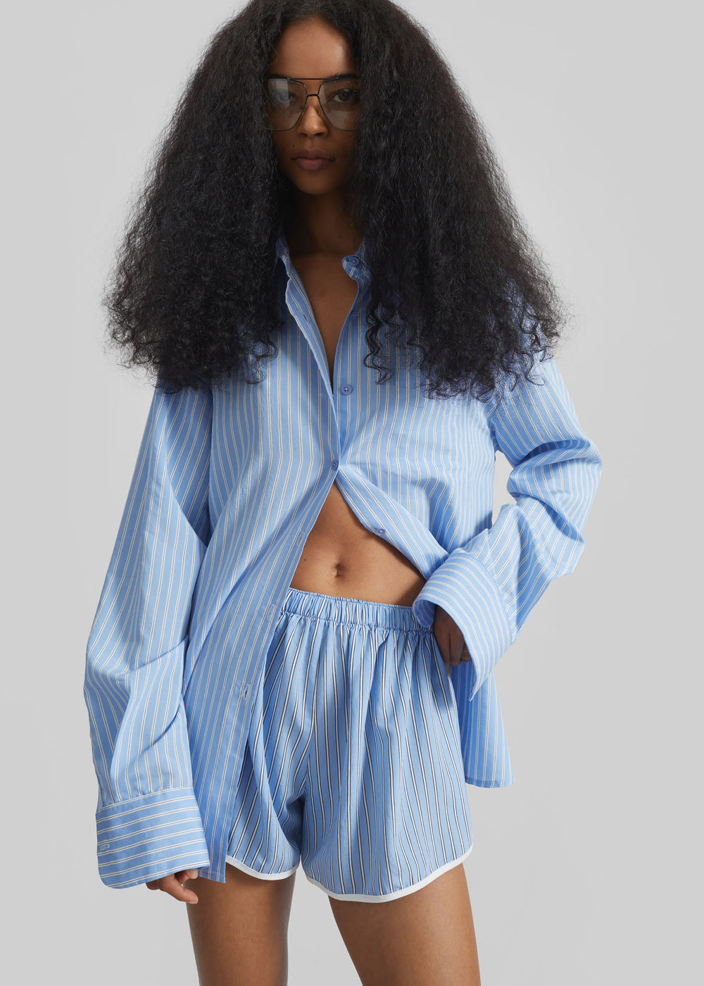 Peri Fluid Shirt - Blue/White Stripe - 1