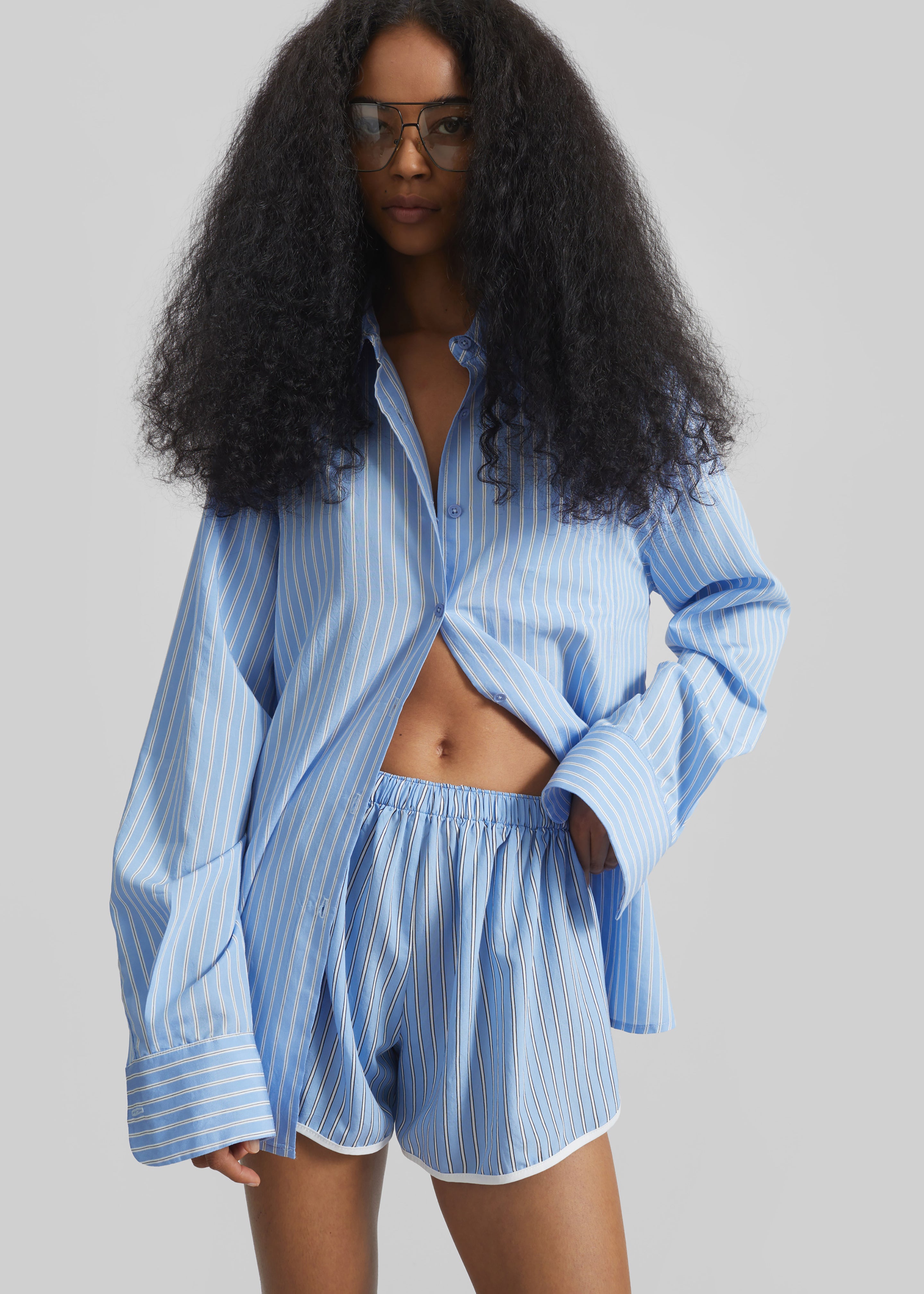 Peri Fluid Shirt - Blue/White Stripe - 3
