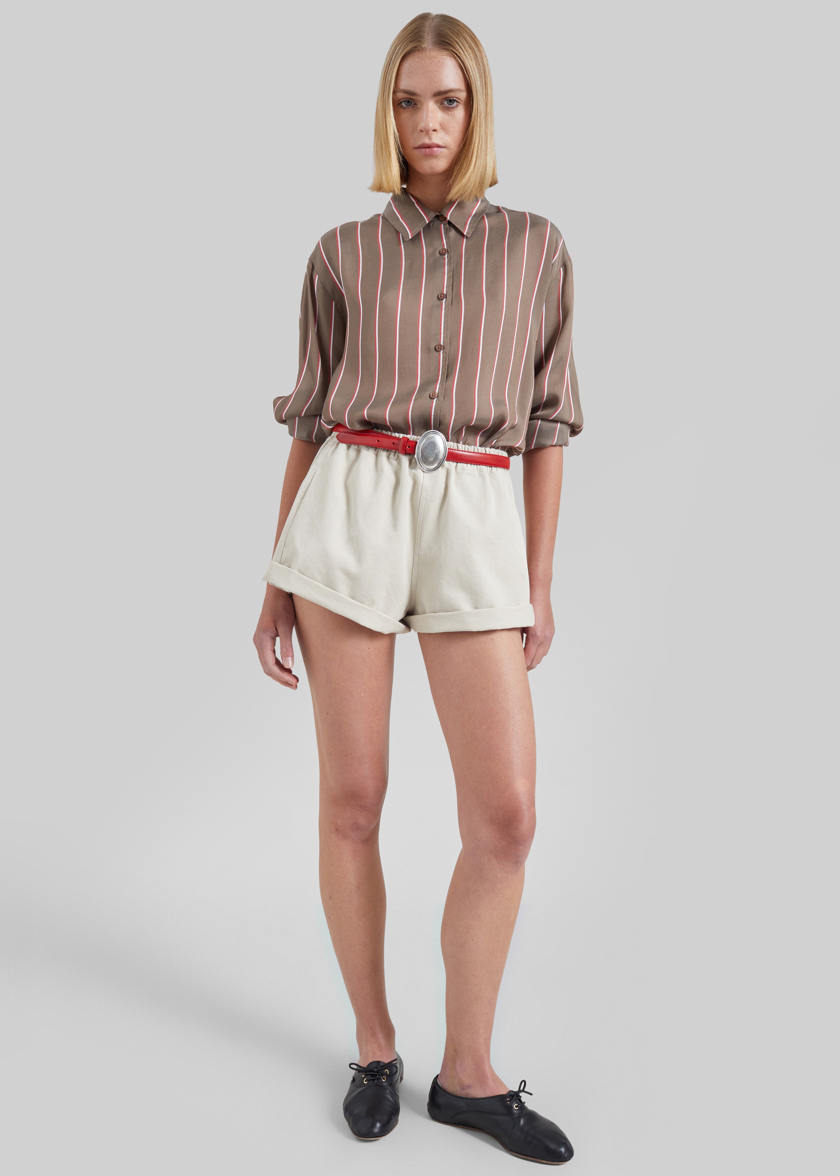 Peri Fluid Shirt - Brown Multi Stripe - 8
