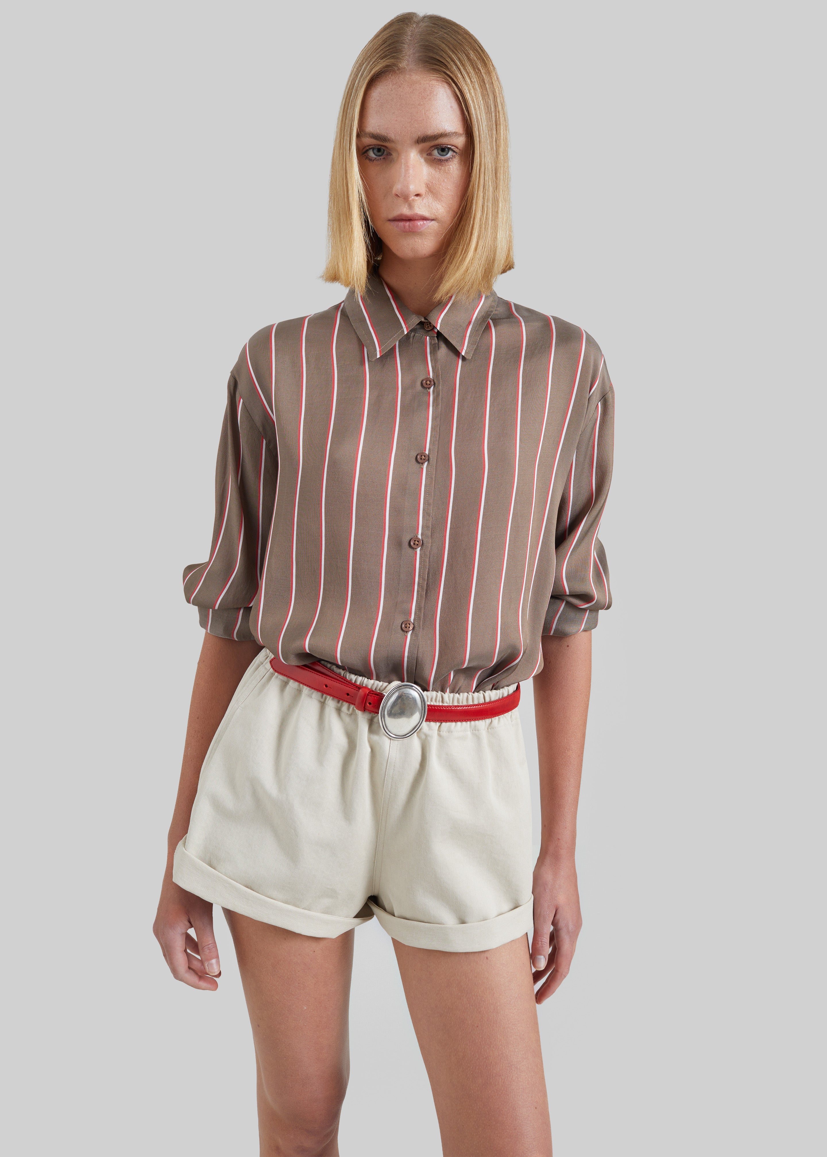 Peri Fluid Shirt - Brown Multi Stripe - 9