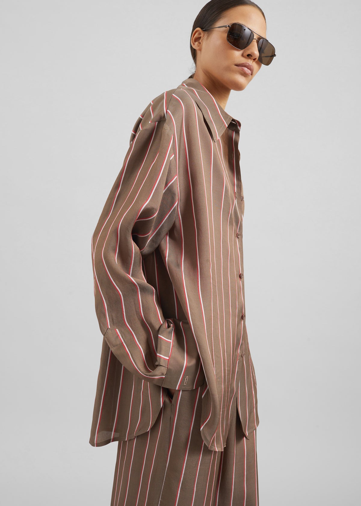 Peri Fluid Shirt - Brown Multi Stripe - 1