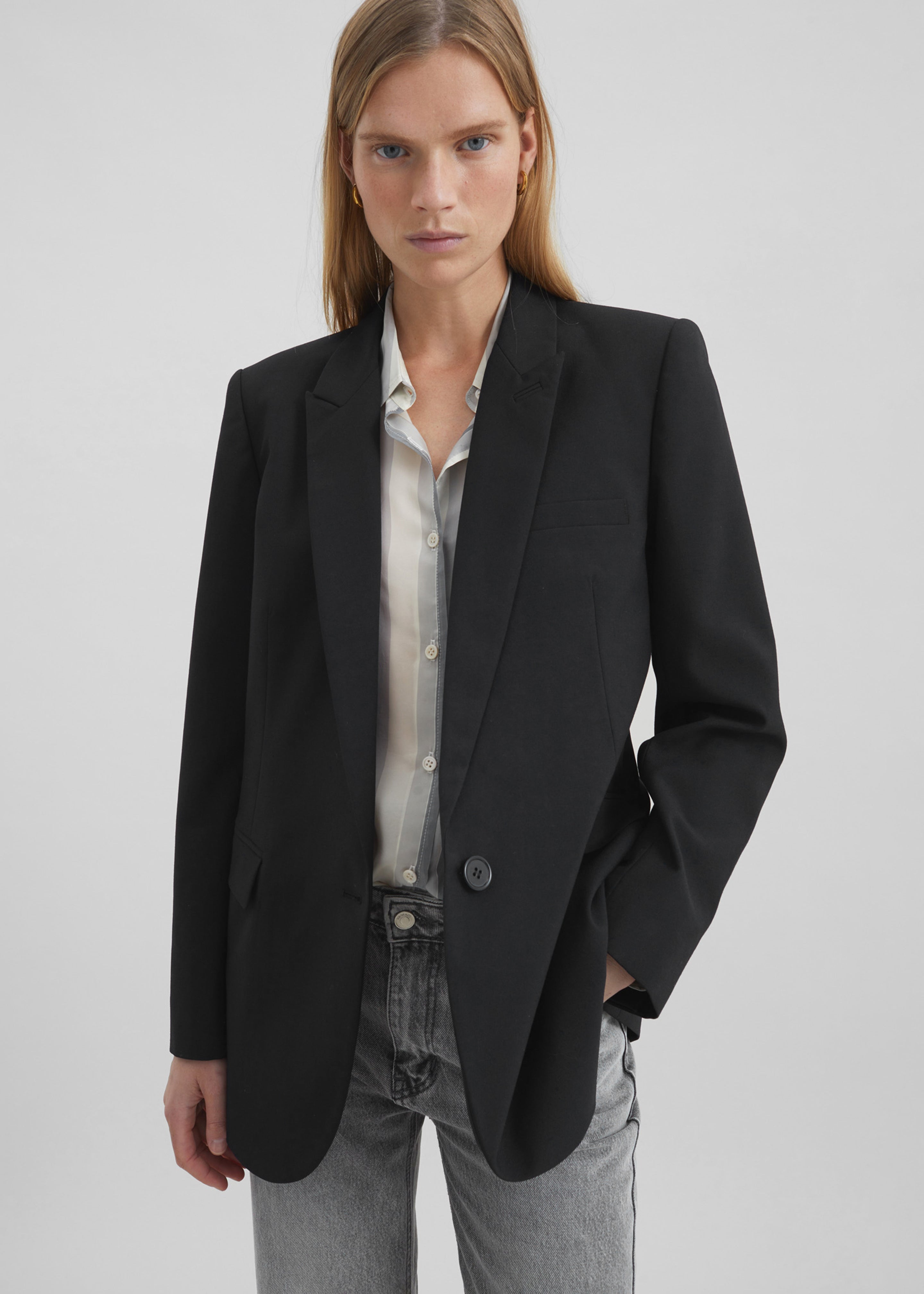 Peri Fluid Shirt - White/Grey Stripe - 8
