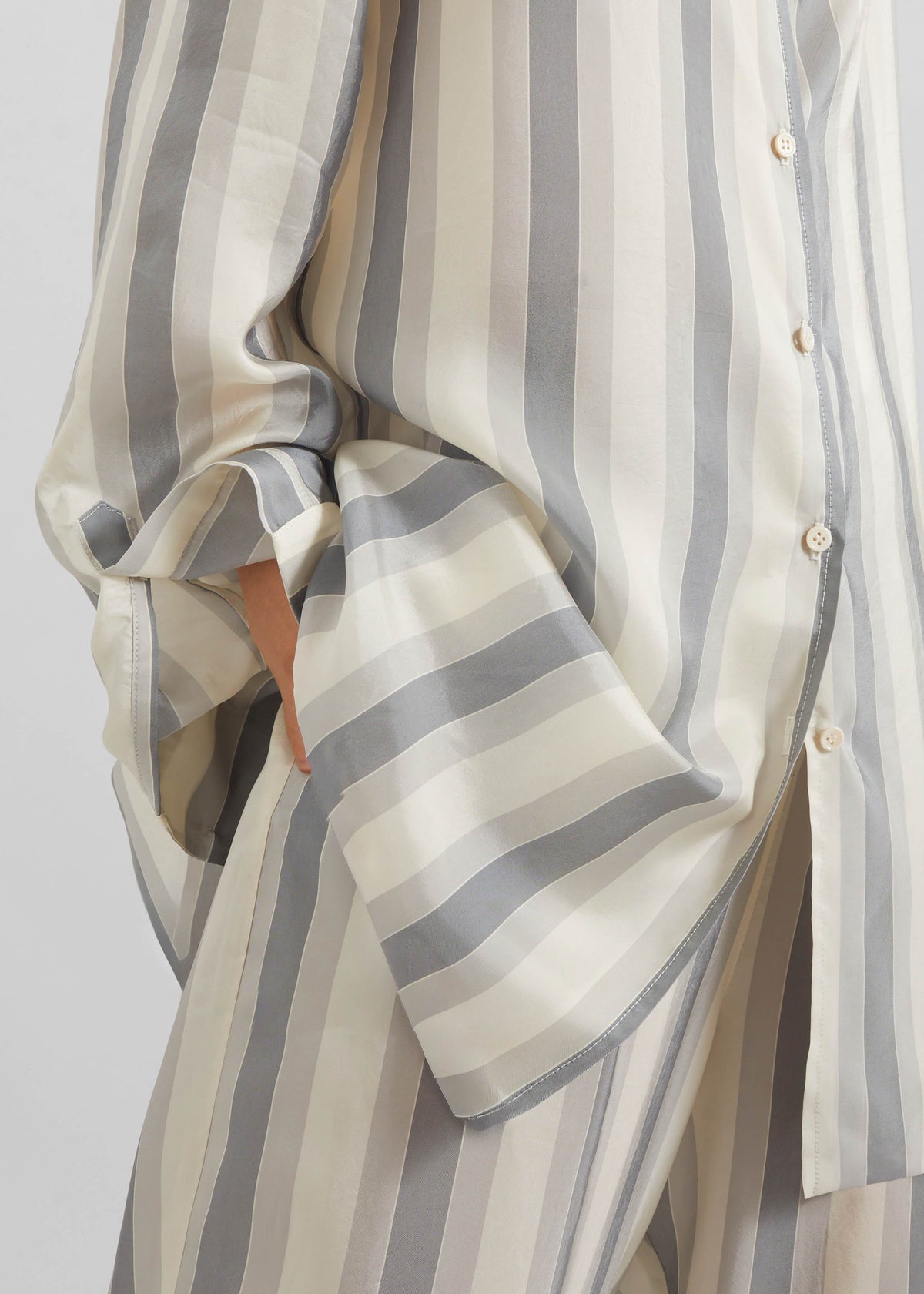 Peri Fluid Shirt - White/Grey Stripe - 3