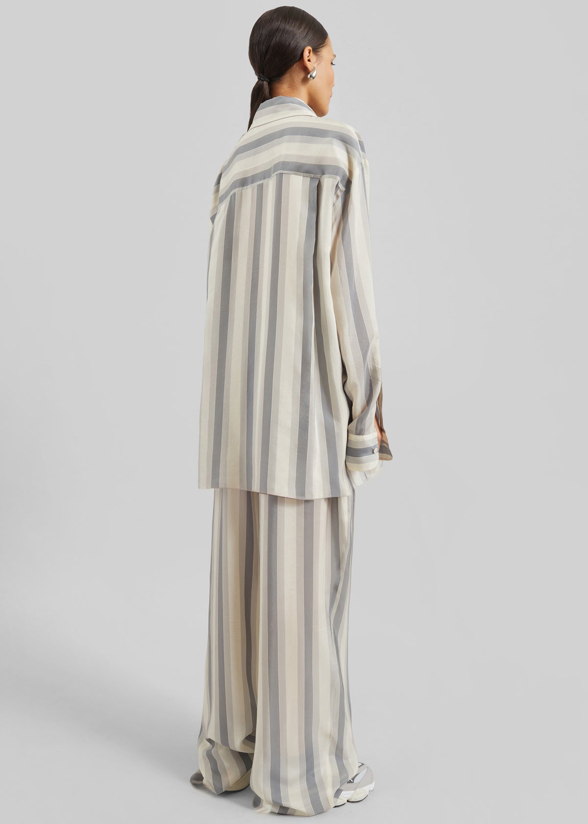 Peri Fluid Shirt - White/Grey Stripe - 12