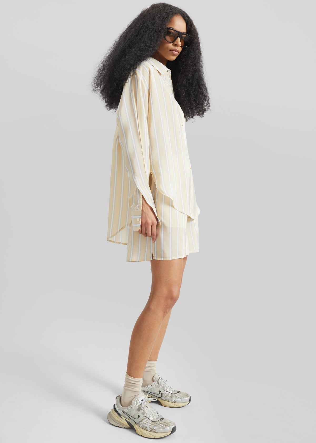 Peri Fluid Shirt - Yellow/White Stripe - 4