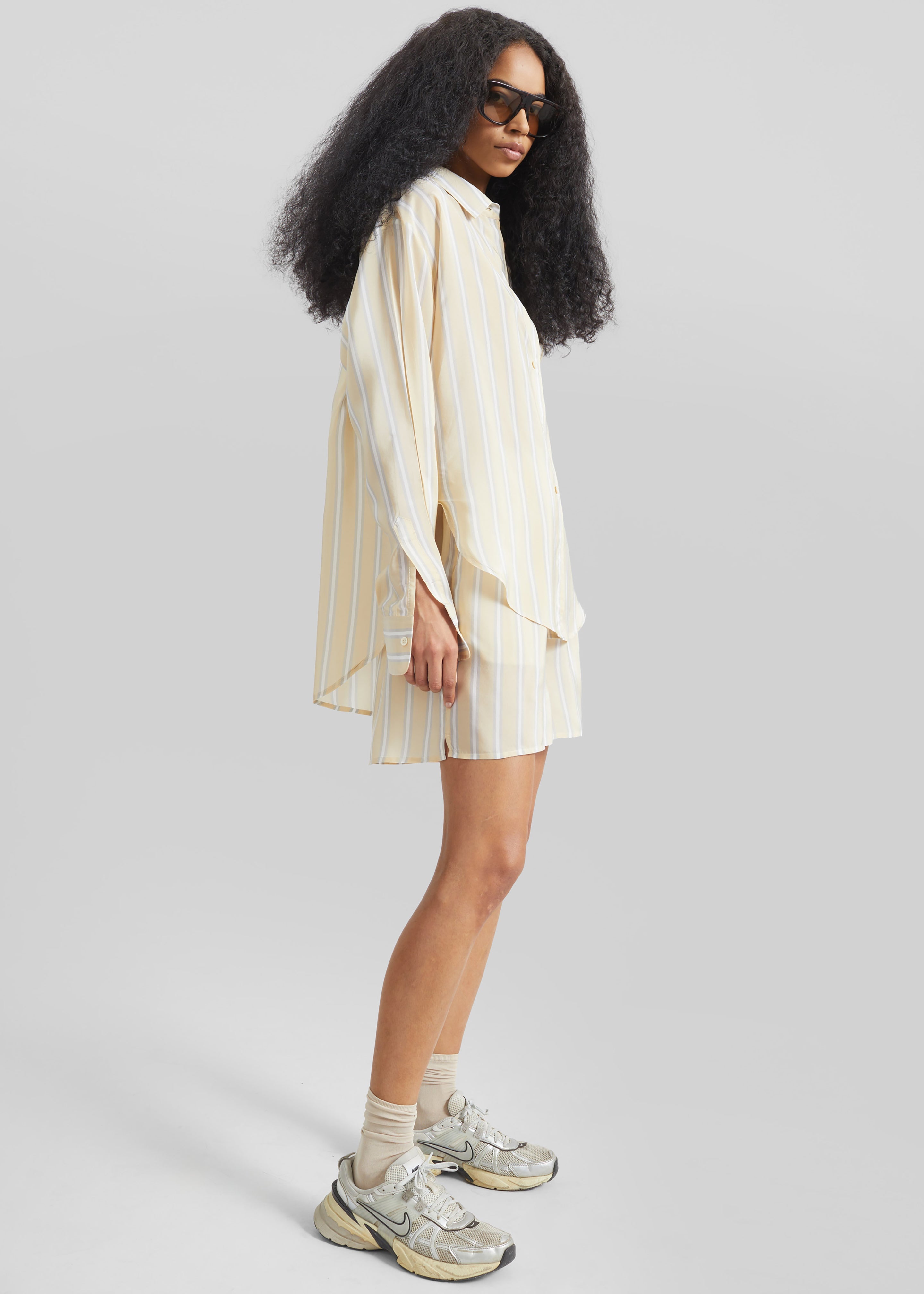 Peri Fluid Shirt - Yellow/White Stripe - 4