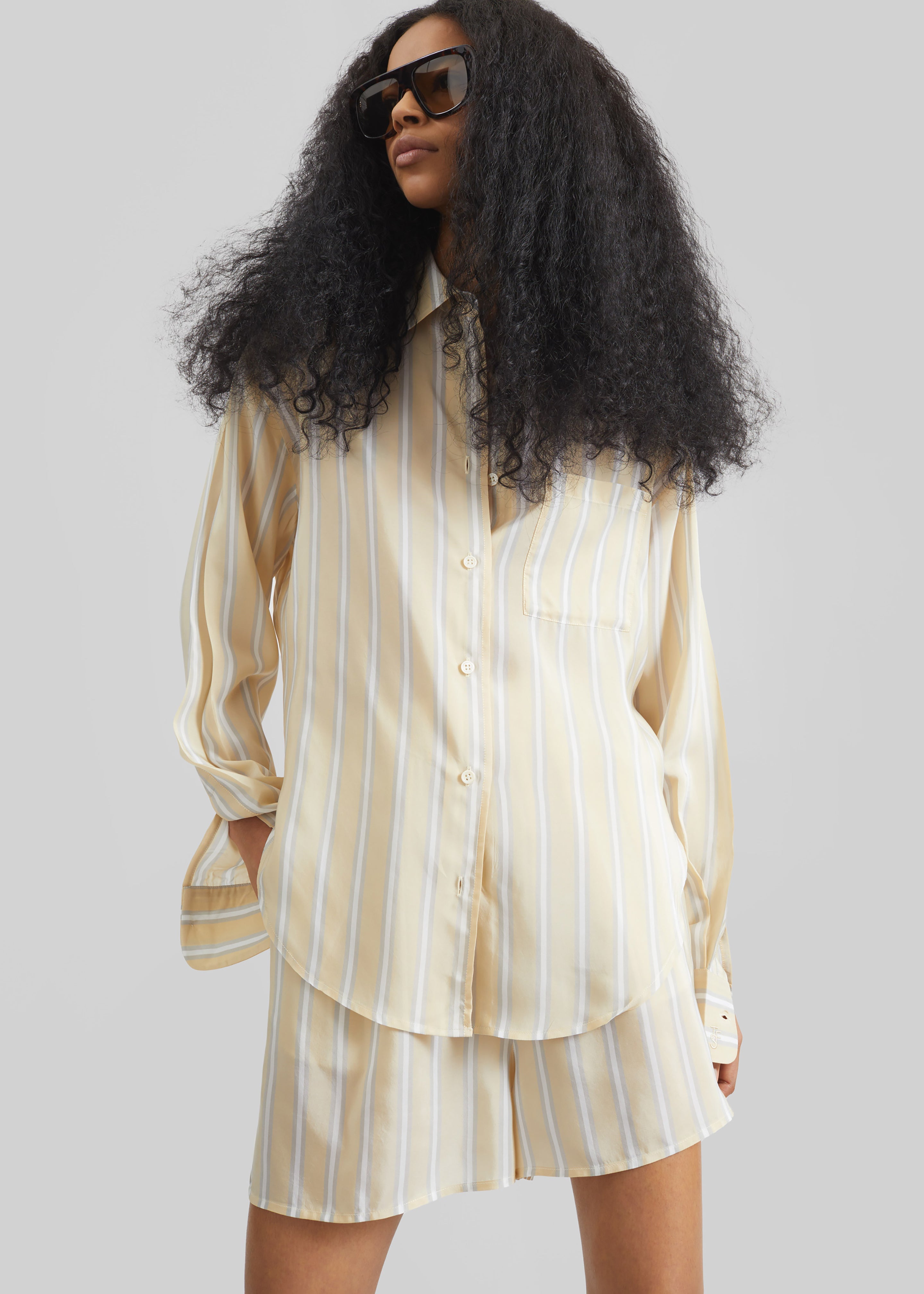 Peri Fluid Shirt - Yellow/White Stripe - 1
