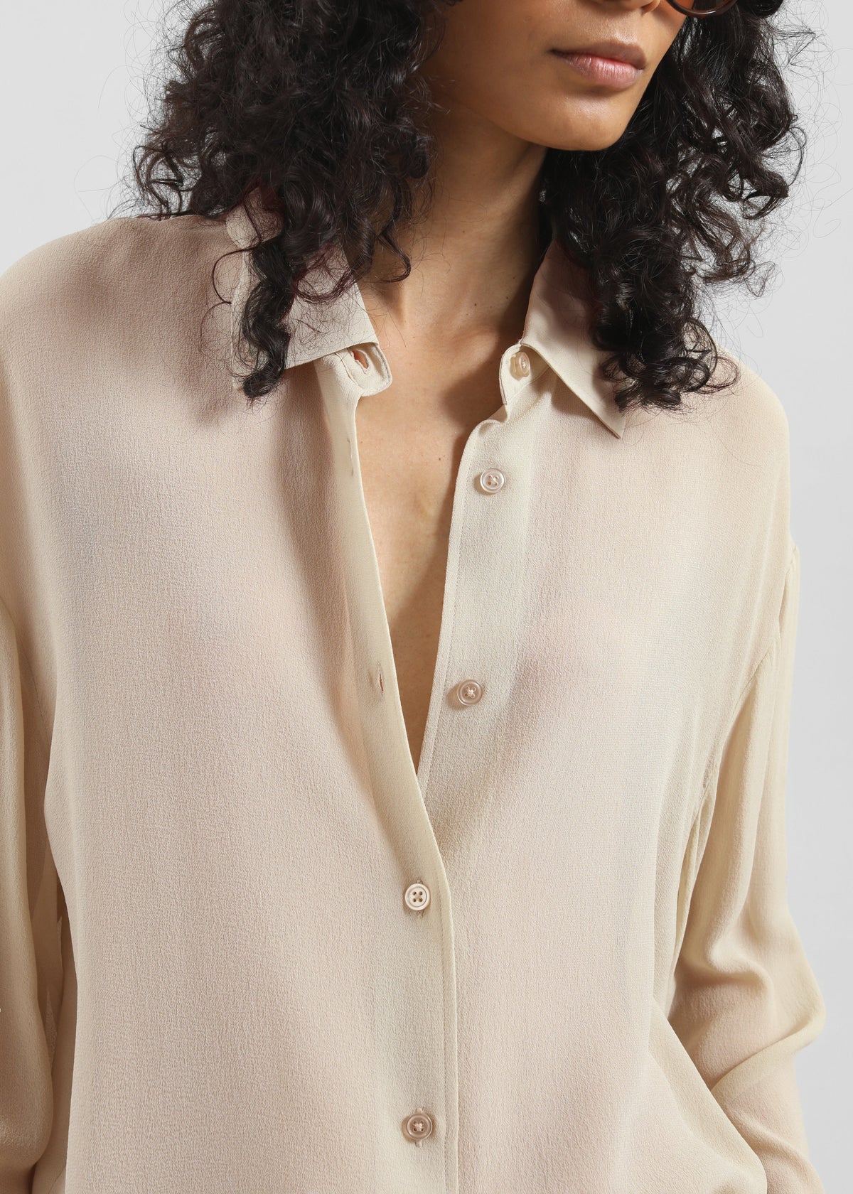 Peri Silk Georgette Shirt - Beige - 2
