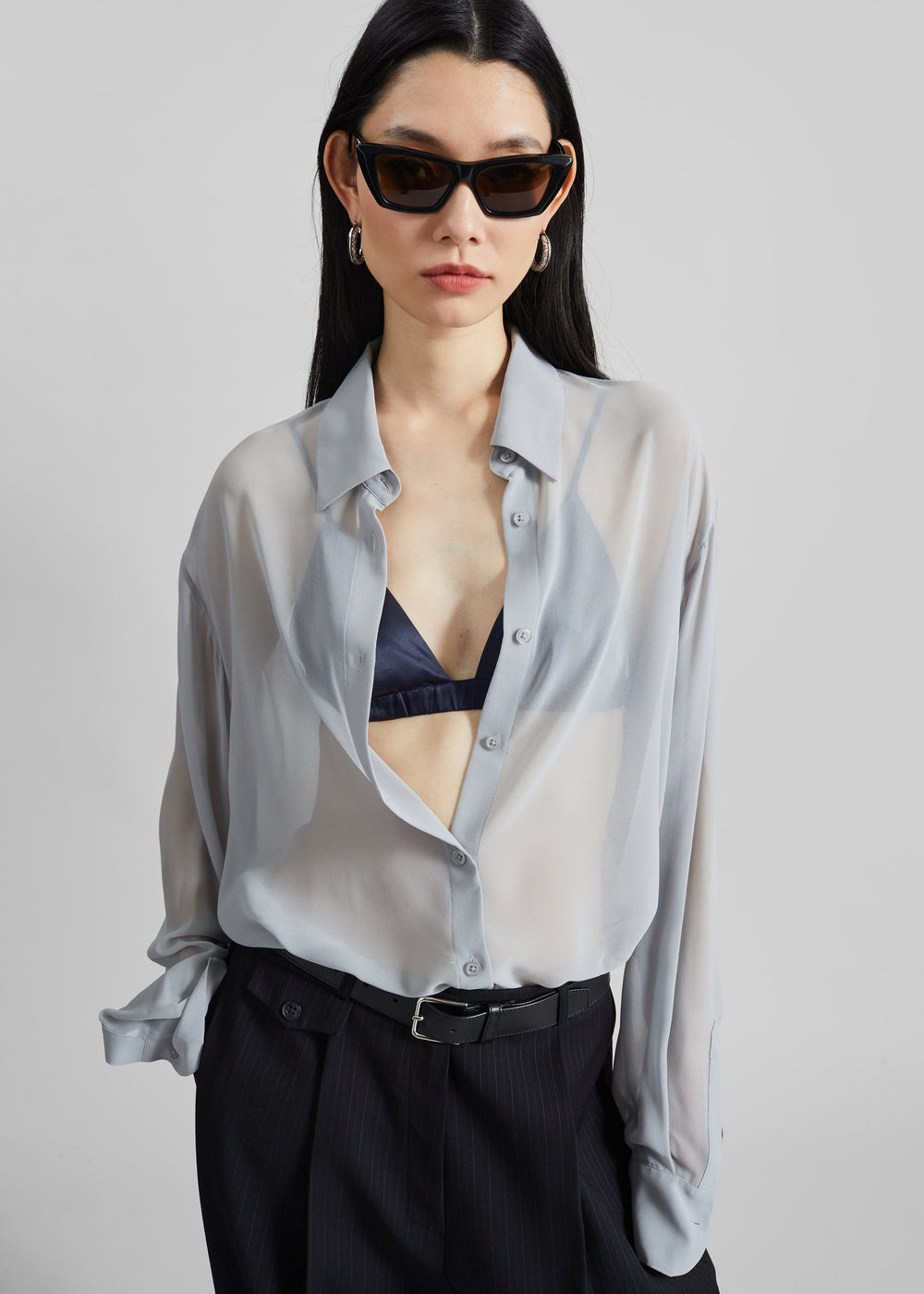 Peri Georgette Shirt - Slate Grey