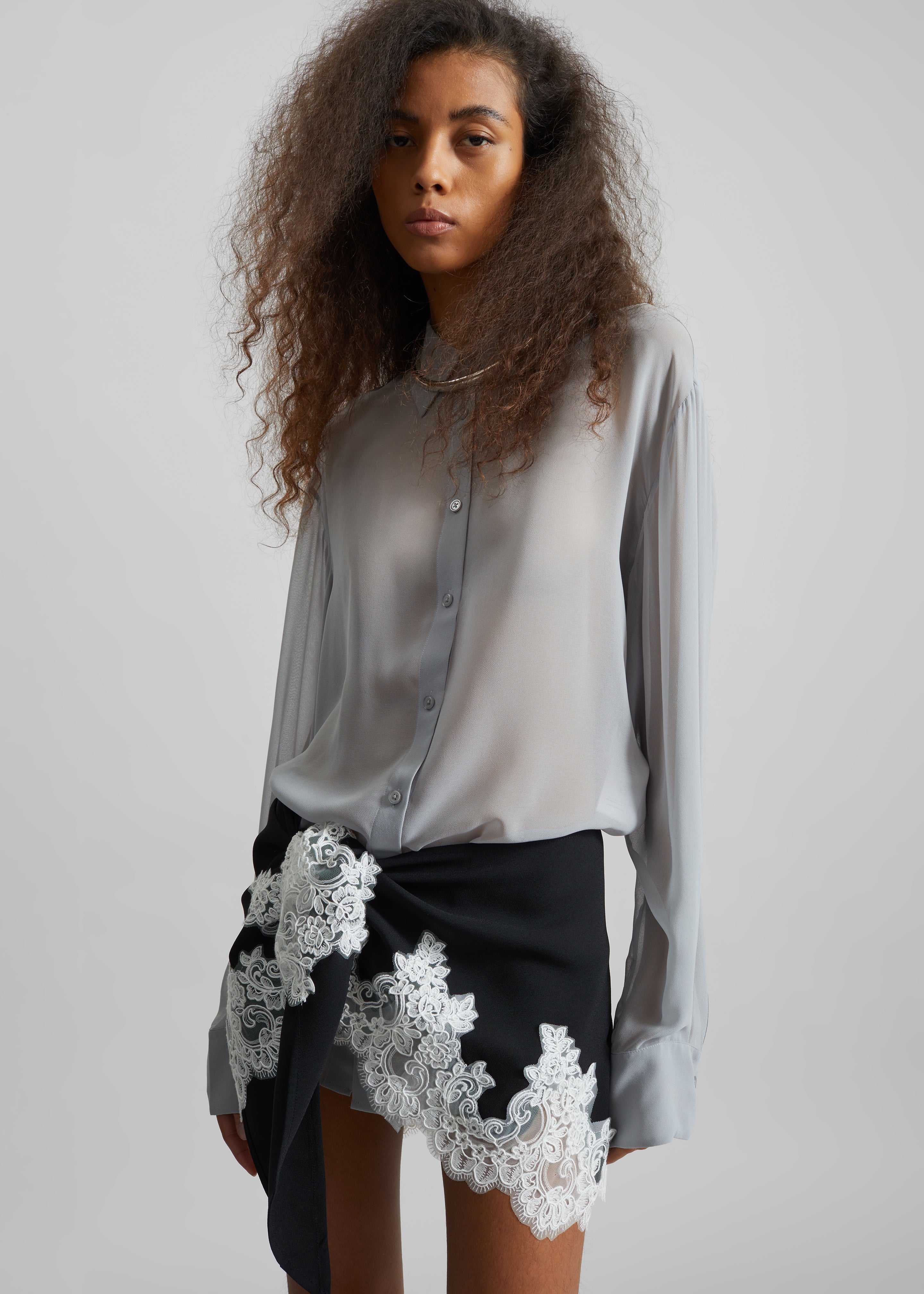 Peri Georgette Shirt - Slate Grey - 8