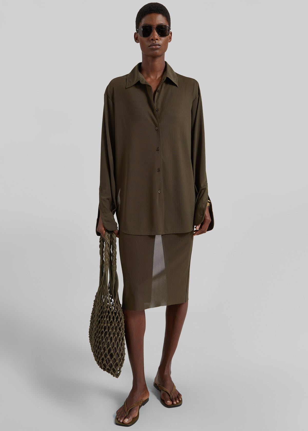 Peri Mesh Fluid Shirt - Khaki - 1