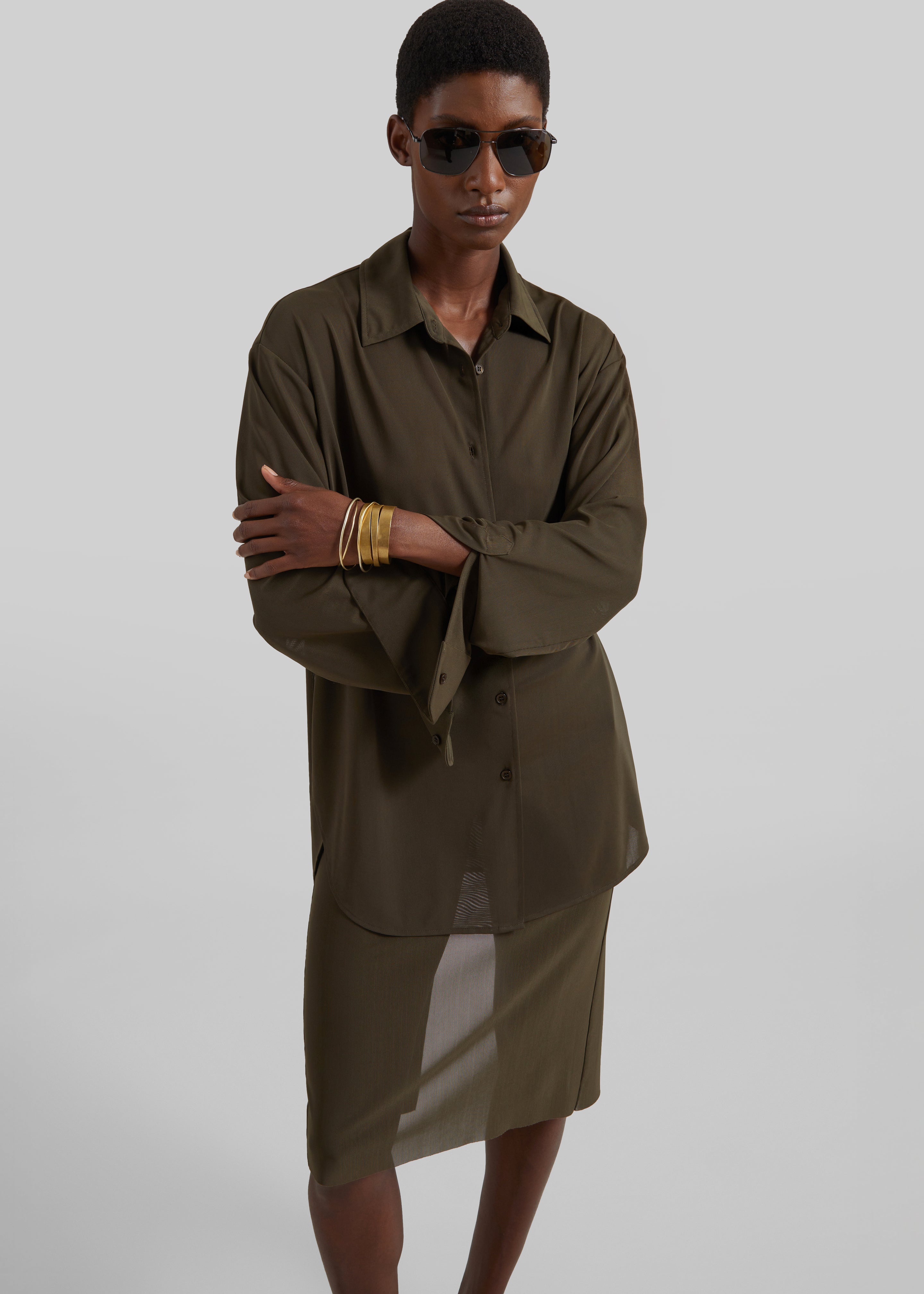 Peri Mesh Fluid Shirt - Khaki - 4