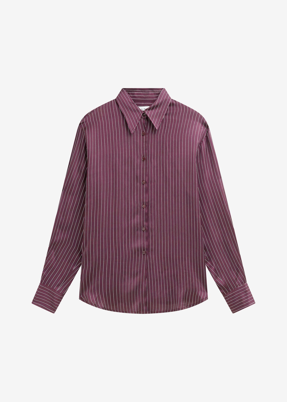 Peri Satin Fluid Shirt - Burgundy/White Pinstripe - 9