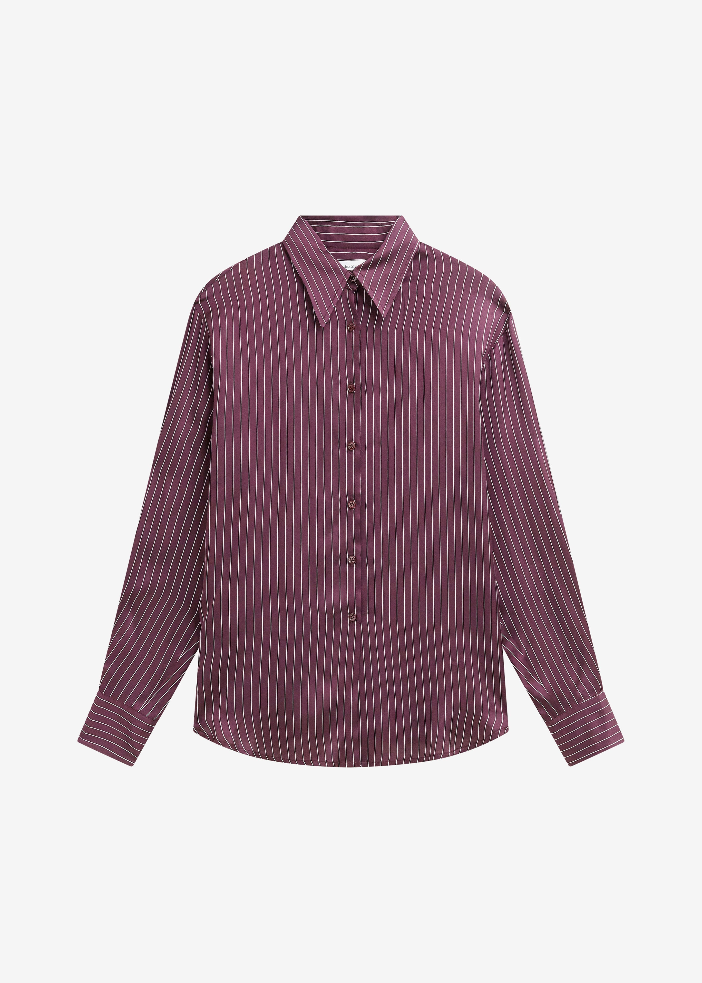 Peri Satin Fluid Shirt - Burgundy/White Pinstripe - 9