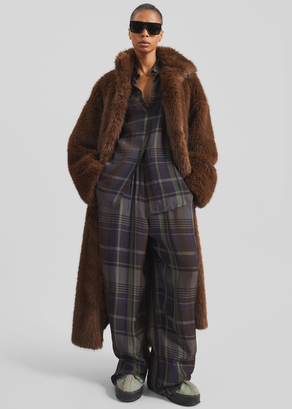 Peri Sheer Fluid Shirt - Navy Tartan - 6