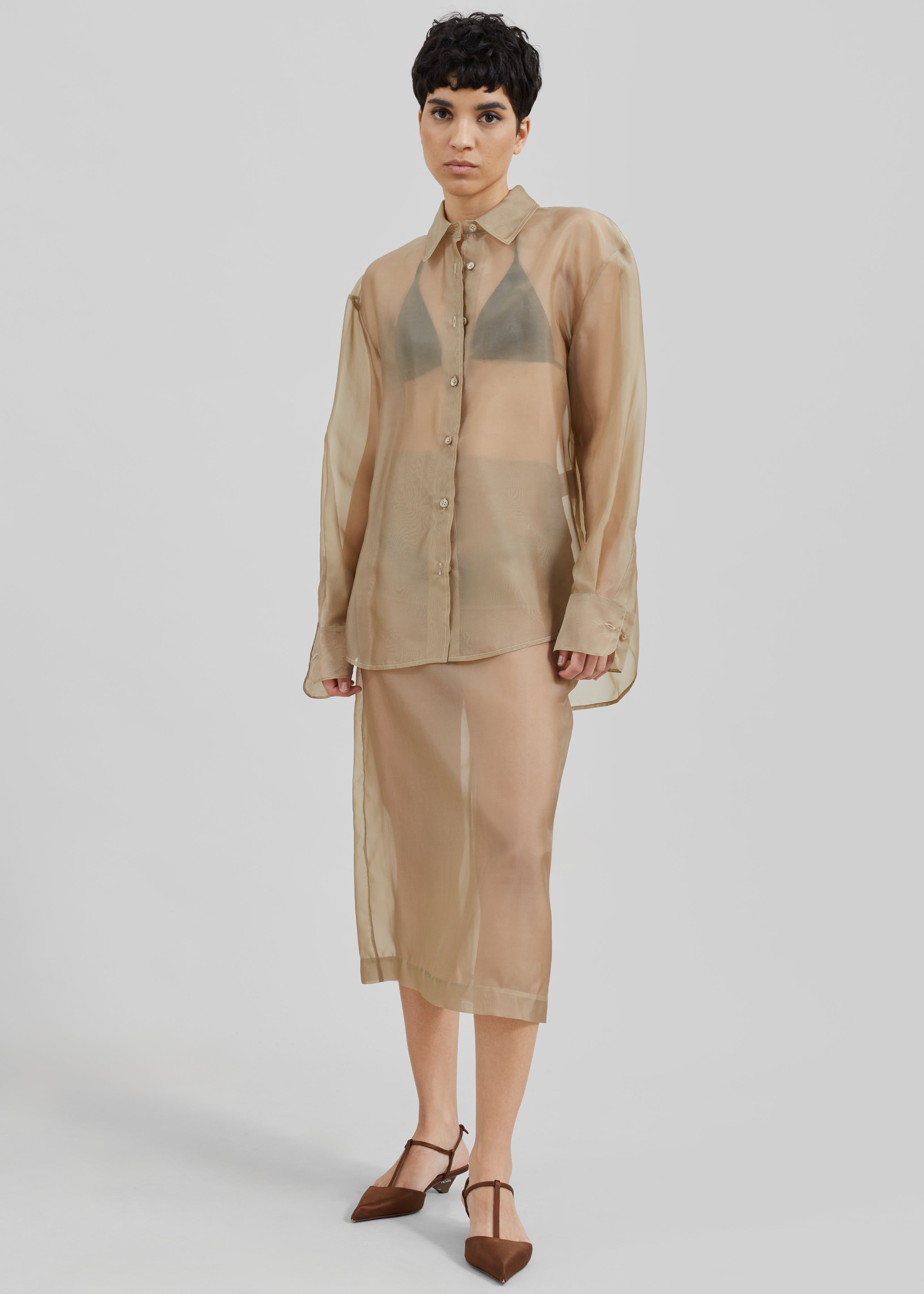 Peri Sheer Midi Skirt - Desert Sand - 10