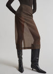 Peri Sheer Midi Skirt - Brown