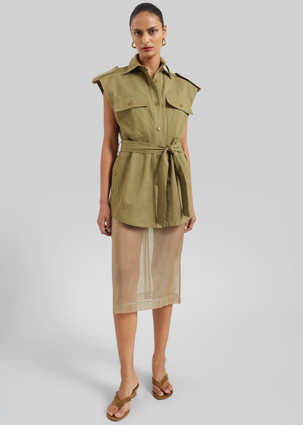 Peri Sheer Midi Skirt - Desert Sand - 9