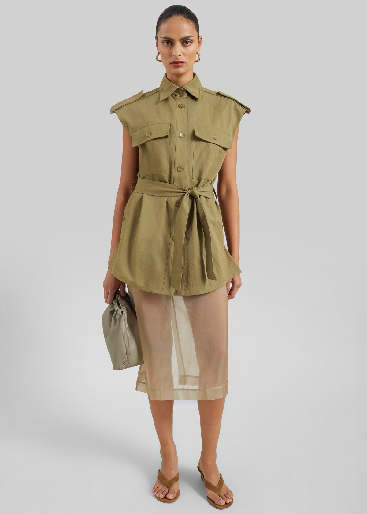 Peri Sheer Midi Skirt - Desert Sand - 1