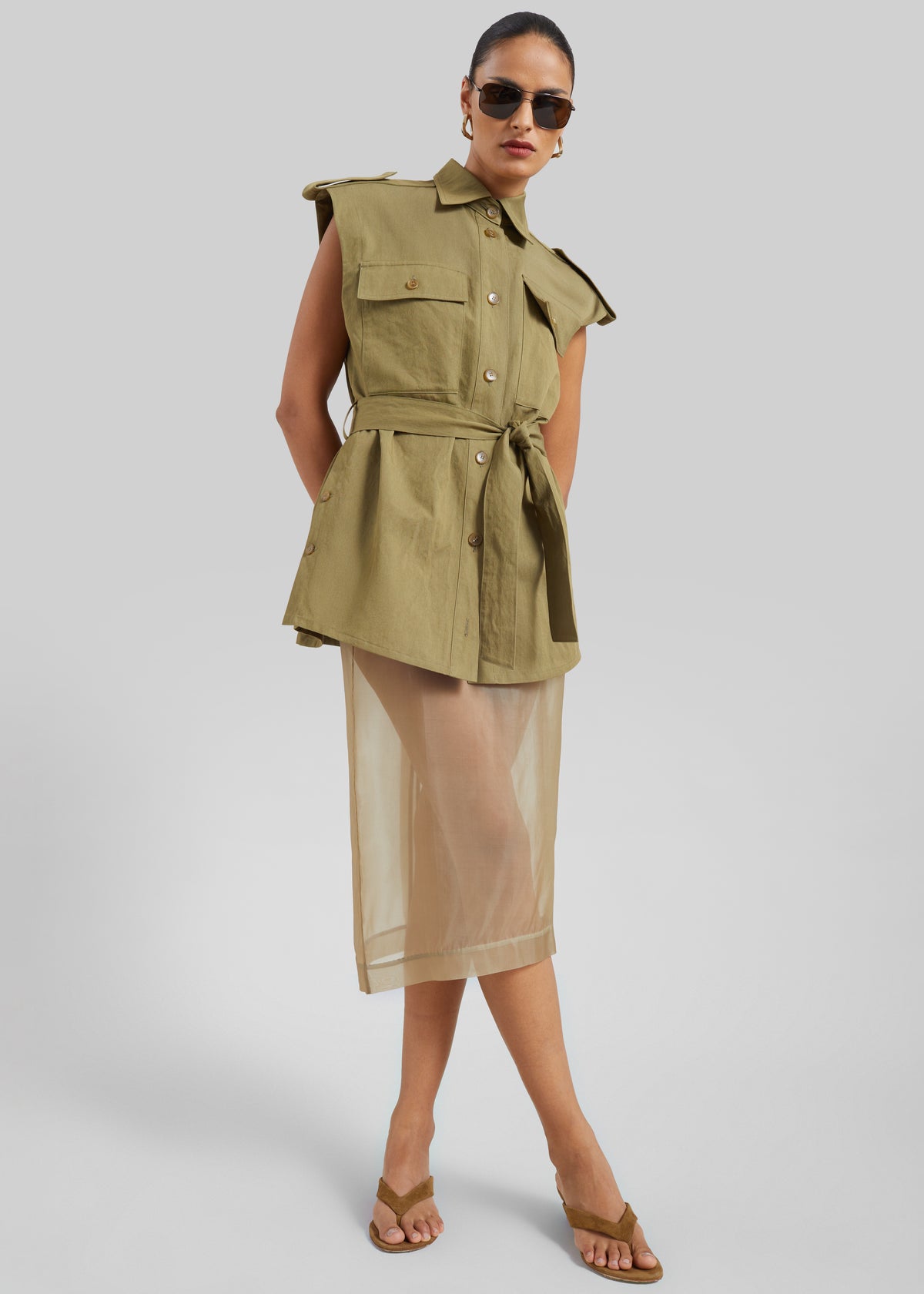 Peri Sheer Midi Skirt - Desert Sand - 5