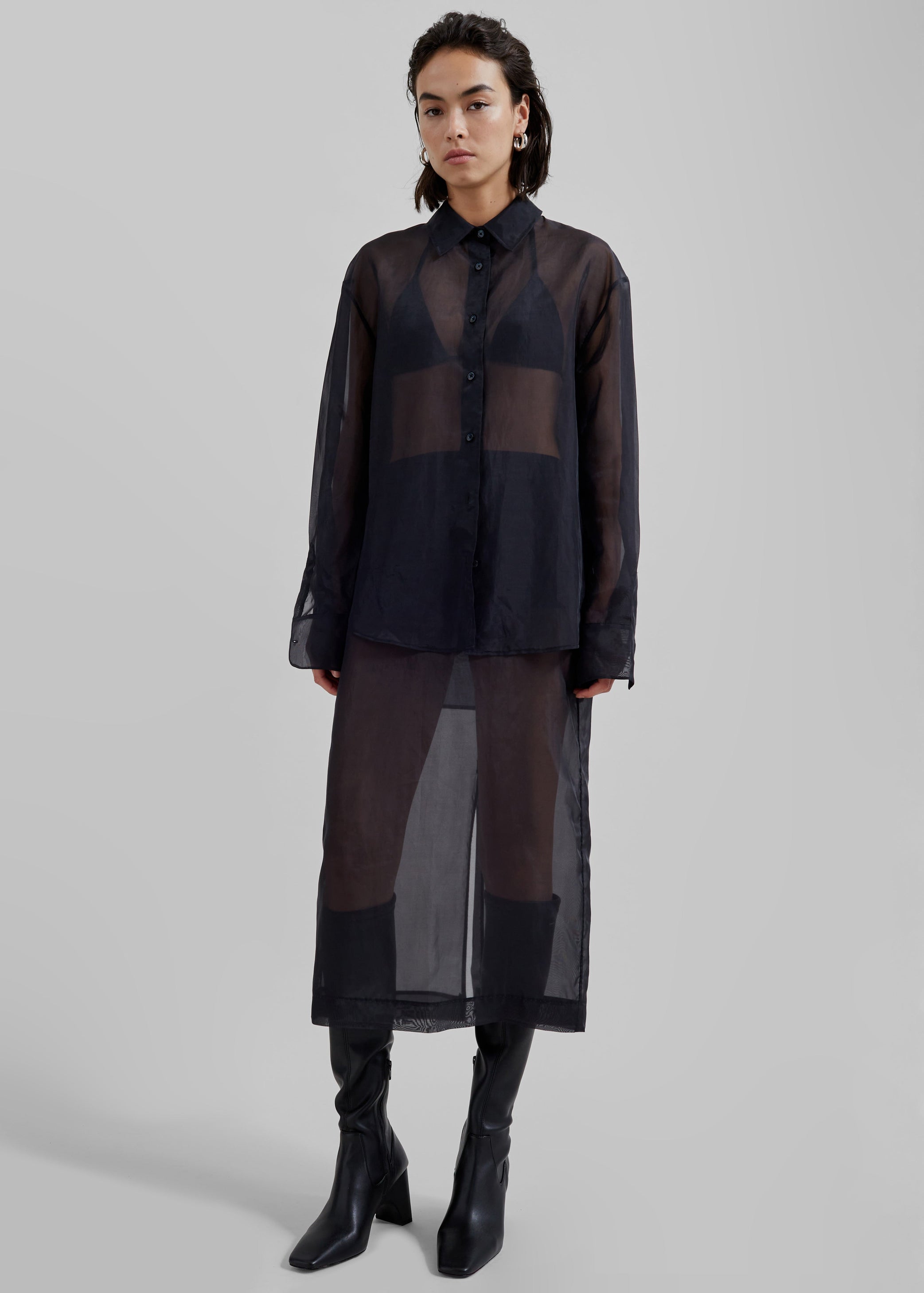 Shop the look image for Peri Sheer Shirt - Black